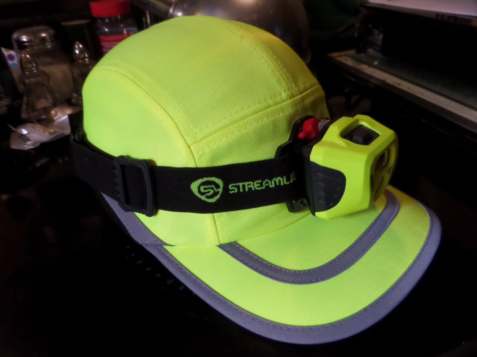 Streamlight 61424 Enduro Pro Haz-Lo 160-Lumen Multi Function Headlamp includes 3 AAA Alkaline Batteries, Rubber Hard Hat Strap, Elastic Head Strap, 3M Dual Lock, Yellow customer photo 2