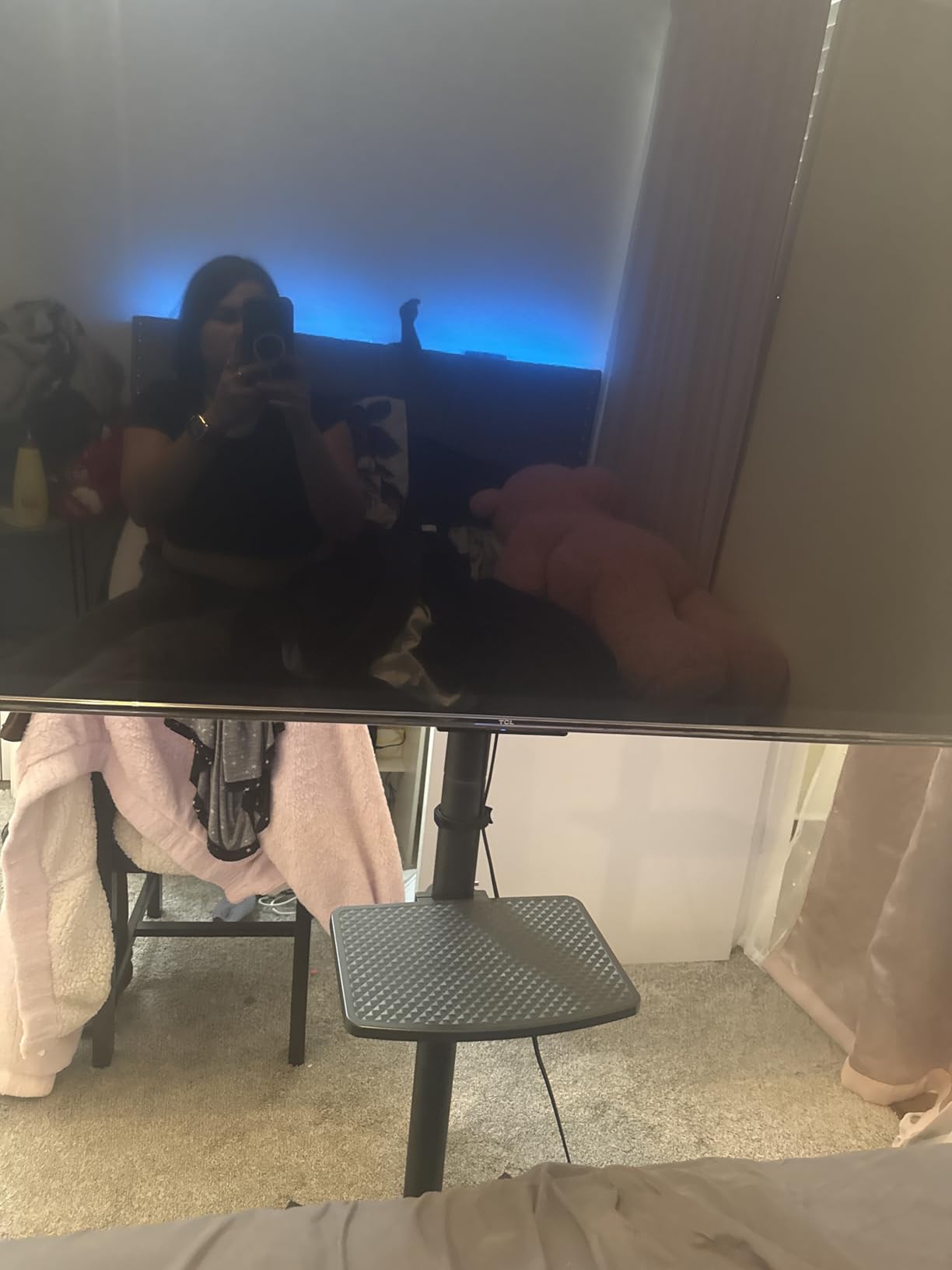 Rolling TV Stand with Shelf for 23-65 inch TVs up to 88lbs, Portable Mobile TV Cart with Silent Wheel, Tilt & Height Adjustable Universal Corner TV Stand for Bedroom, Living Room, Office customer photo 2