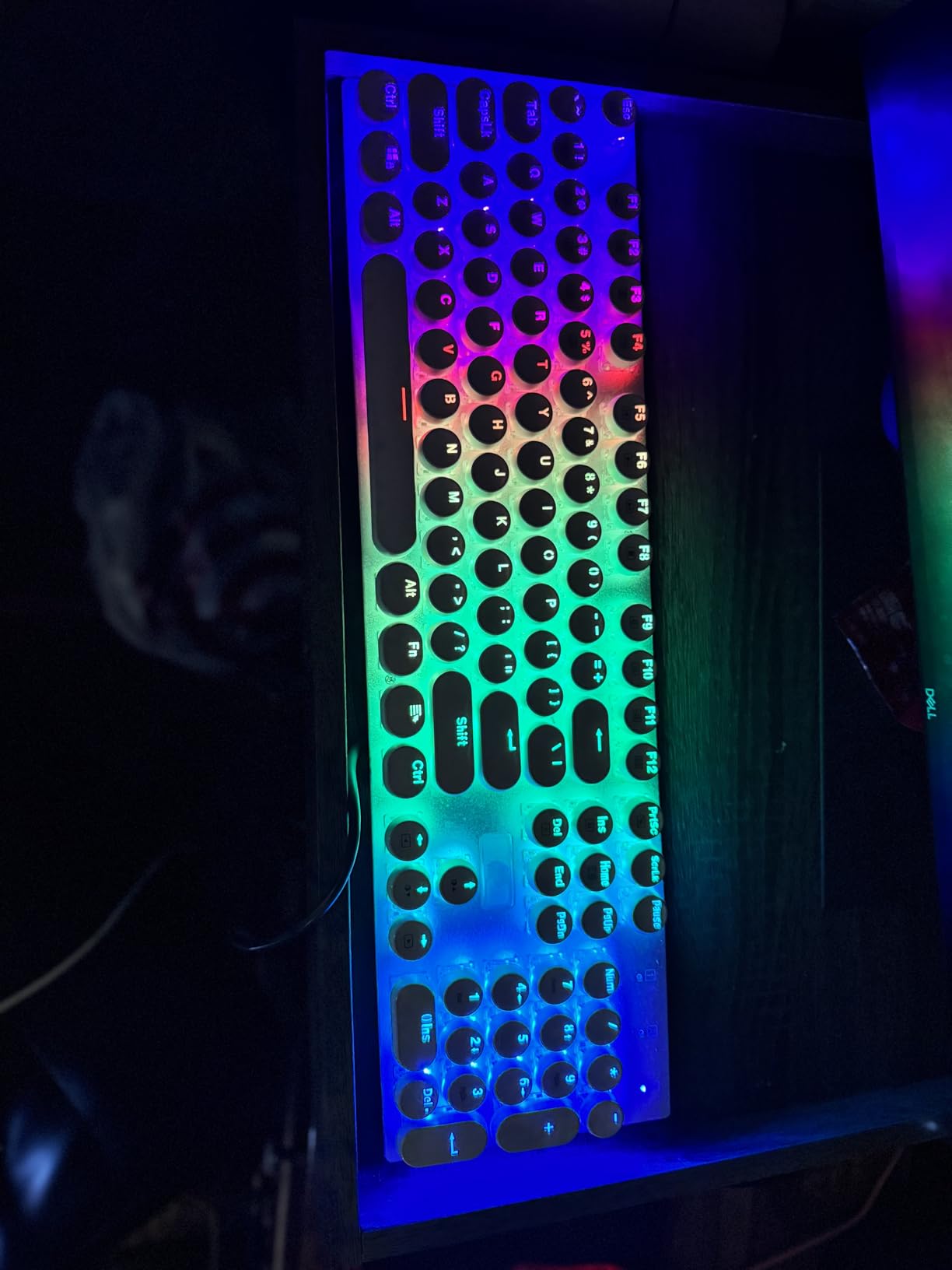 HUO JI E-Yooso Z-88 Wired Typewriter Style Mechanical Gaming Keyboard, Programmable RGB Backlit, Blue Switches - Clicky, USB-C Cable, Metal Panel, 104 Double-Shot Keycaps for PC, White customer photo 1