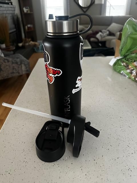 IRON °FLASK Camping & Hiking Hydration Flask with Straw, Wide Mouth Insulated Stainless Steel Sports Water Bottle - 40 oz Midnight Black customer photo 1