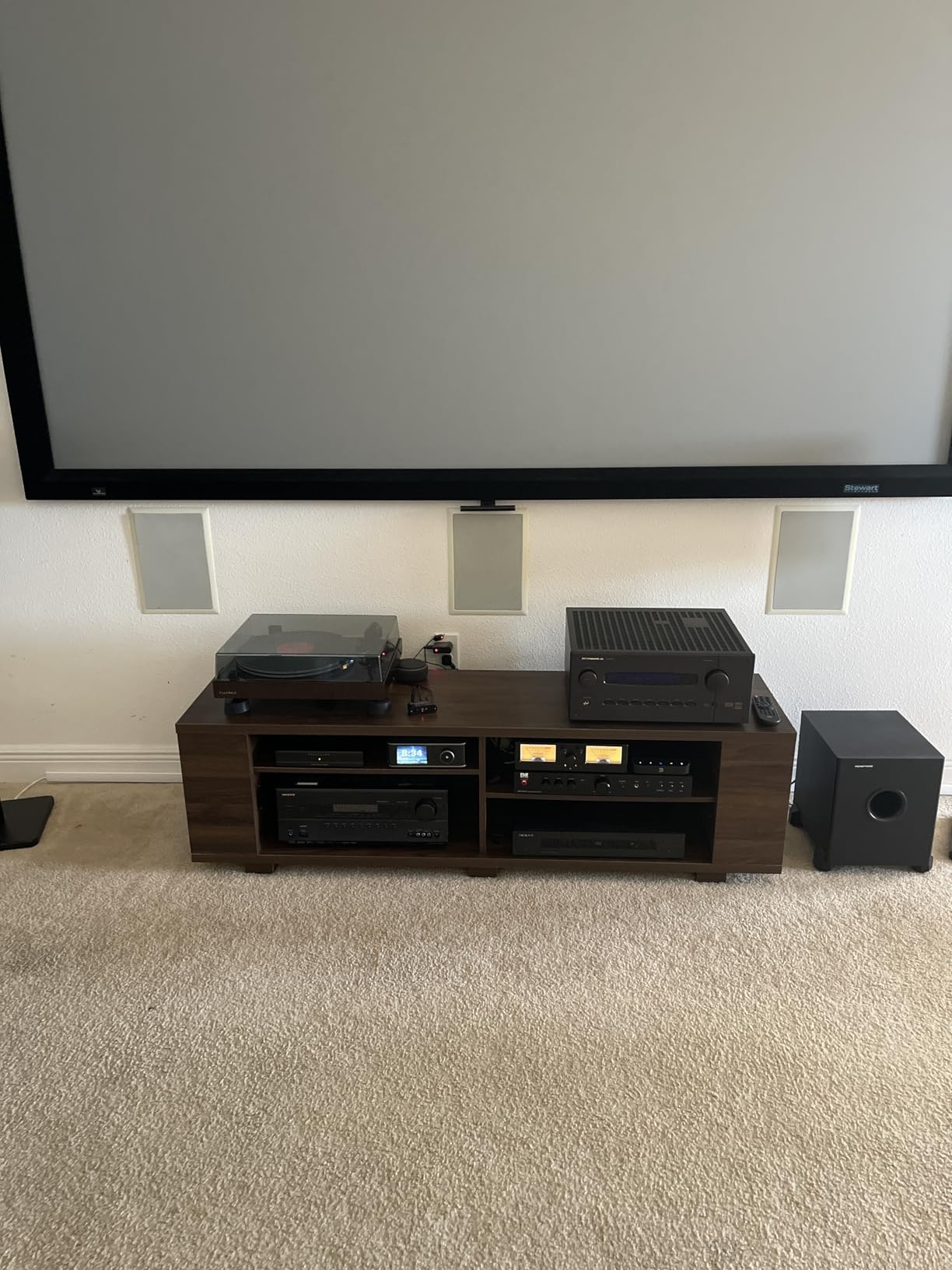 Tangkula Wood TV Stand for TVs up to 65 Inch Flat Screen, Modern Entertainment Center with 8 Open Shelves, Universal TV Storage Cabinet for Living Room Bedroom, TV Console Table (Rustic Brown) customer photo 2