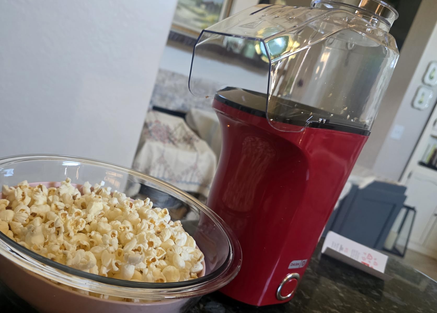 DASH Fresh Pop Popcorn Maker - Oil-Free, Air Popcorn Popper - With Measuring Cup & Recipe Guide - Perfect for Movie Nights - 16 Cups, Aqua customer photo 1
