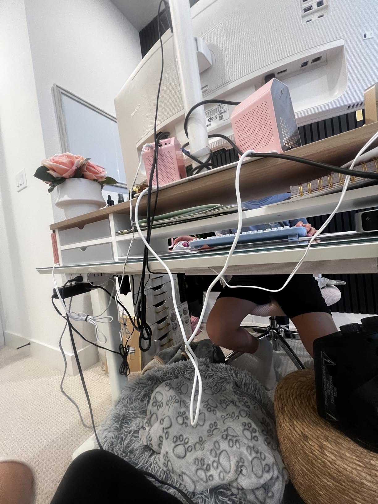 YECAYE 94.2in Cable Management, Cable Organizer, Adhesive Mount Cord Organizer for Desk, Cord Organizer, No-Drill Desk Wire Management for Home Office, Baby proofing, Black customer photo 1