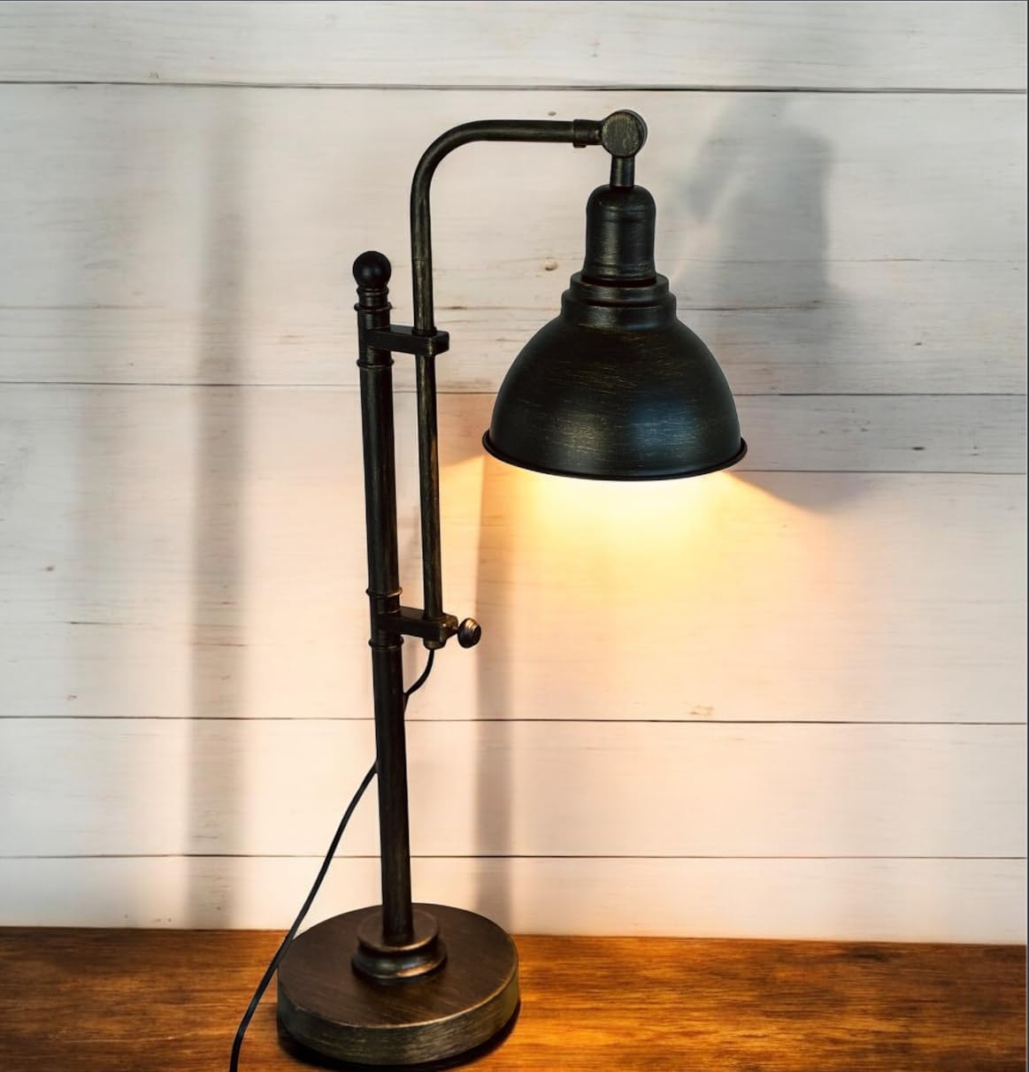VONLUCE Rustic Desk Lamp Bronze Adjustable, Industrial Style Metal Task Lamps 25