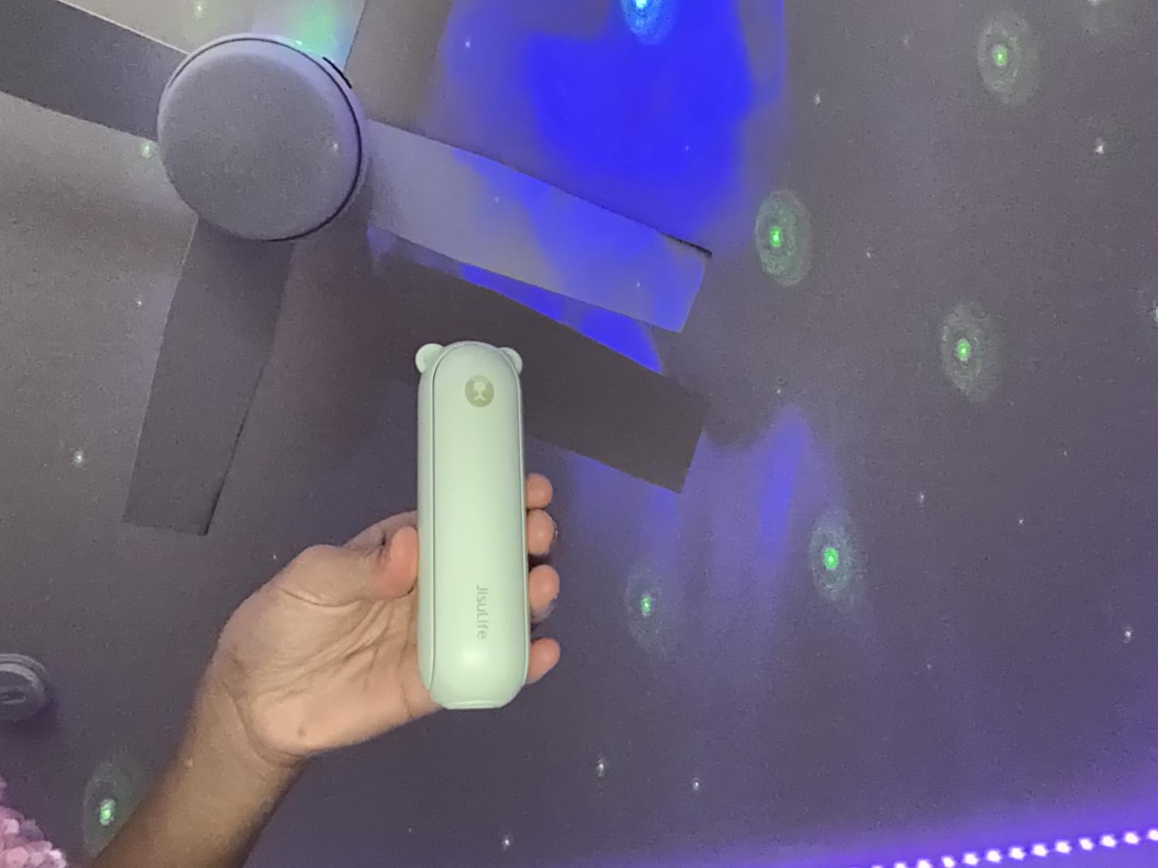 JISULIFE Handheld Mini Fan, 3 IN 1 USB Rechargeable Portable Fan [12-19 Working Hours] with Power Bank, Flashlight, Pocket Design for Travel/Summer/Concerts/Lash customer photo 2