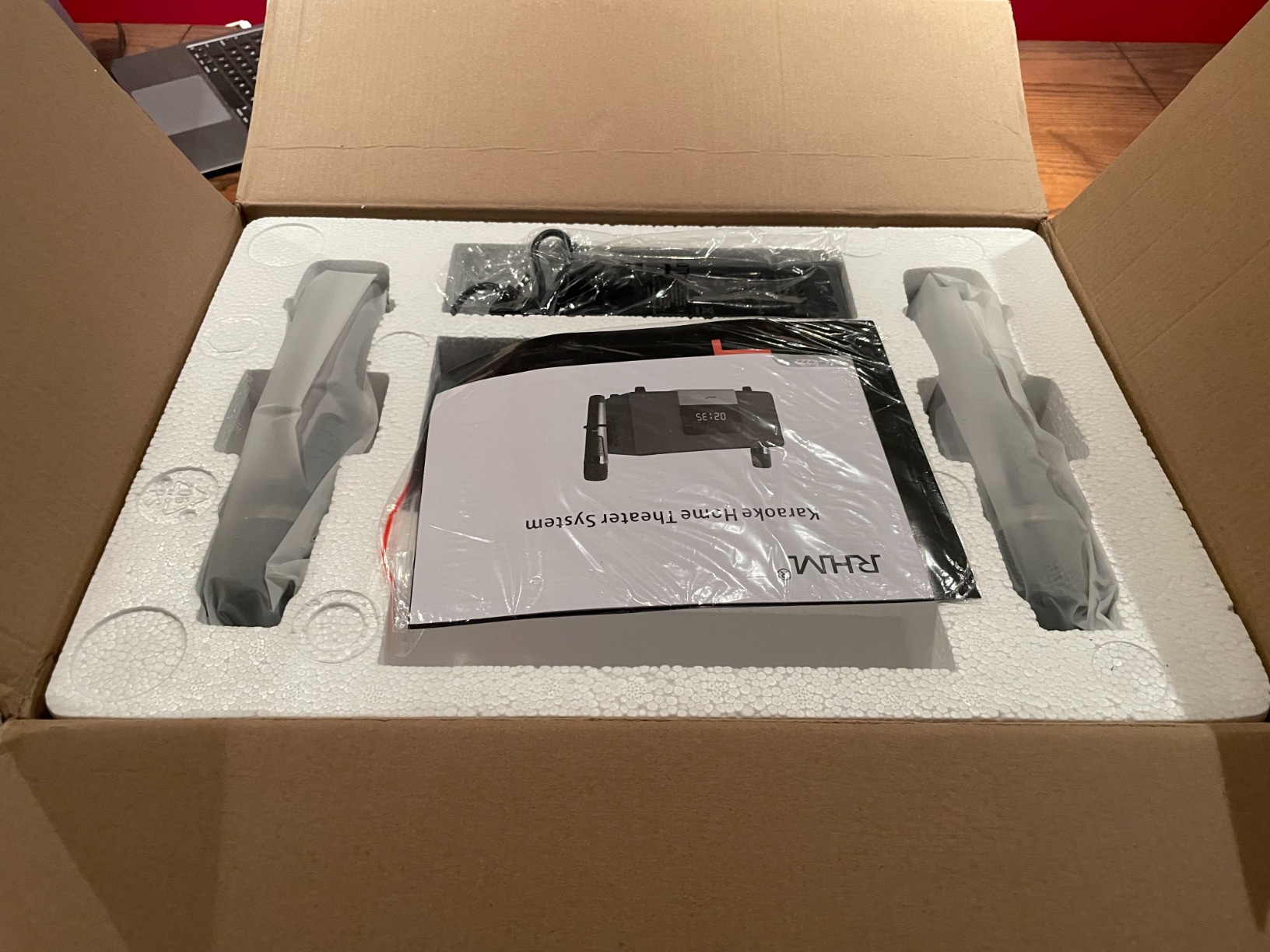 RHM K222 Karaoke Machine, Connect to TV/Sound Bar/DVD, Support 3 Mics, 90FT Range for Wireless Mic Working, Bass & Treble Adjustable, Support Optical/Bluetooth customer photo 1