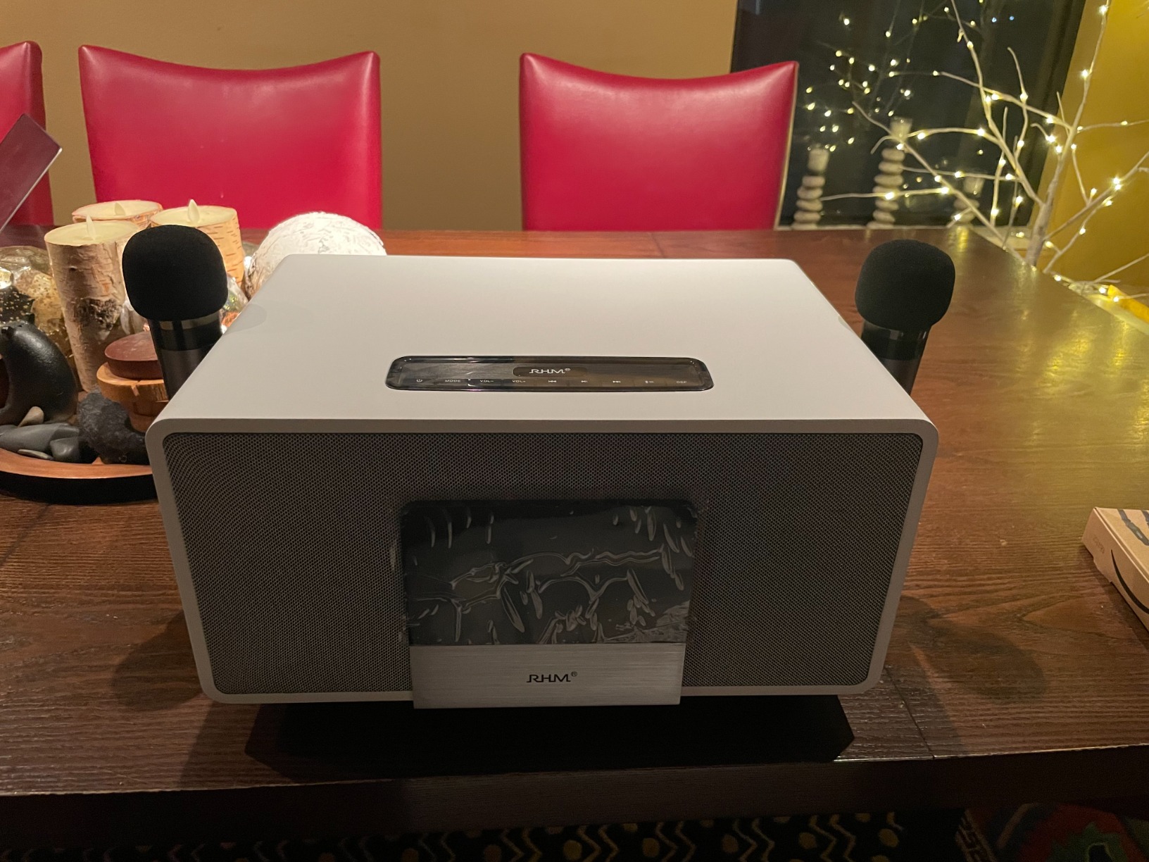 RHM K222 Karaoke Machine, Connect to TV/Sound Bar/DVD, Support 3 Mics, 90FT Range for Wireless Mic Working, Bass & Treble Adjustable, Support Optical/Bluetooth customer photo 2