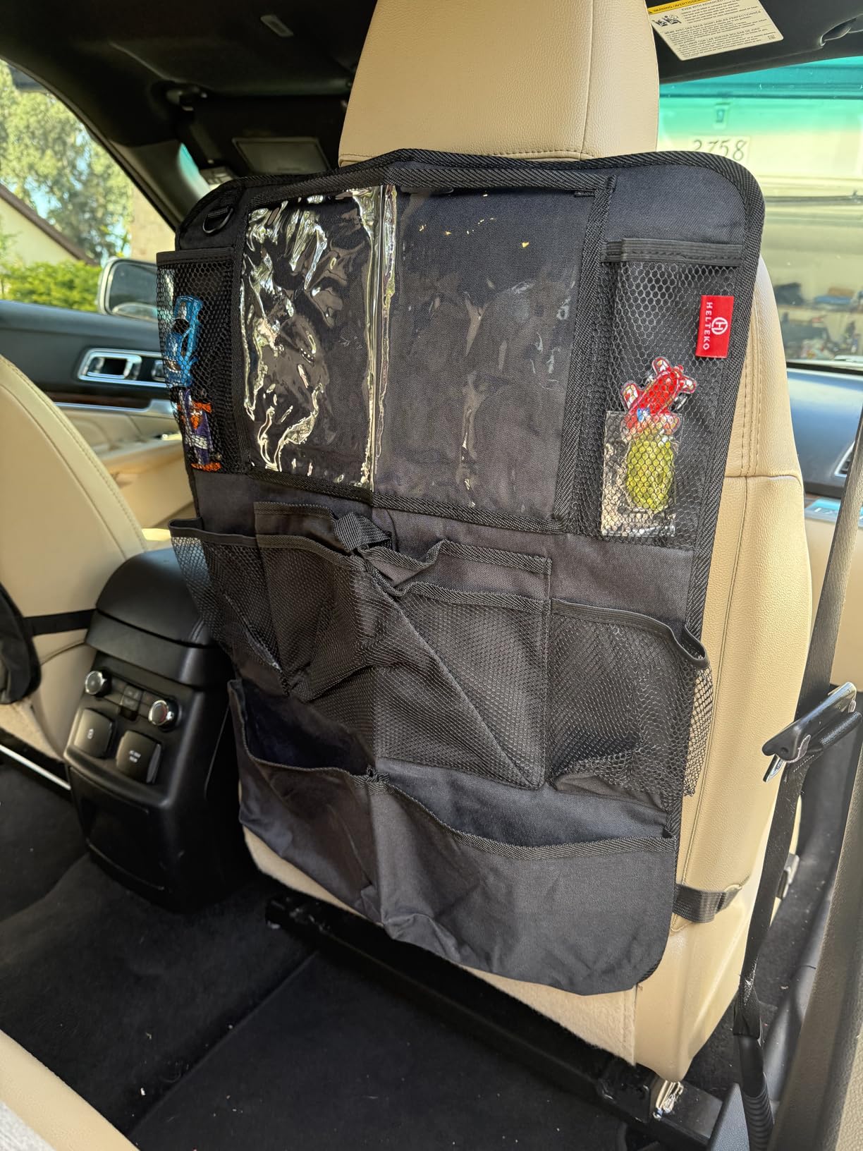 Helteko Backseat Car Organizer, Kick Mats Back Seat Protector with Touch Screen Tablet Holder, Back Seat Organizer for Kids, Travel Accessories with 9 Storage Pockets 2 Pack, Black customer photo 1