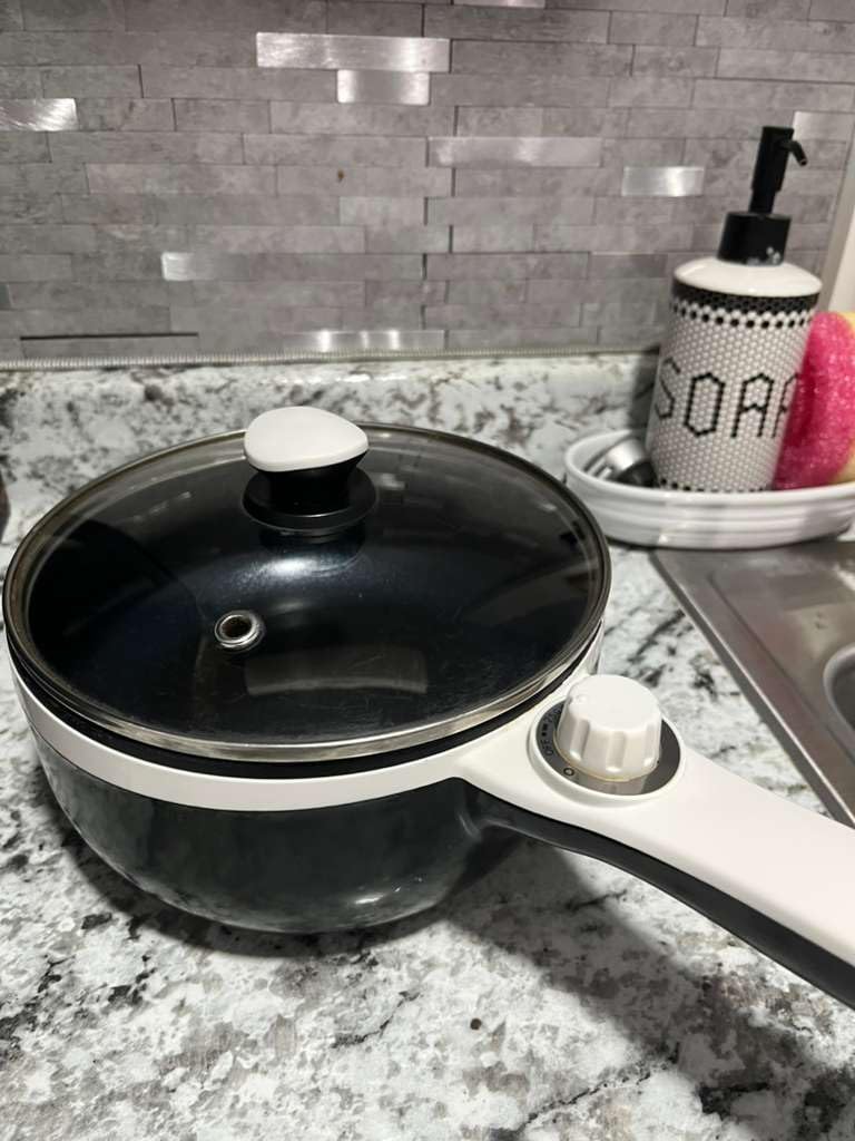 Dezin Hot Pot Electric Upgraded, Non-Stick Sauté Pan, Rapid Noodles Electric Pot, 1.5L Mini Portable Hot Pot for Steak, Egg, Fried Rice, Ramen, Oatmeal, Soup with Power Adjustment customer photo 1