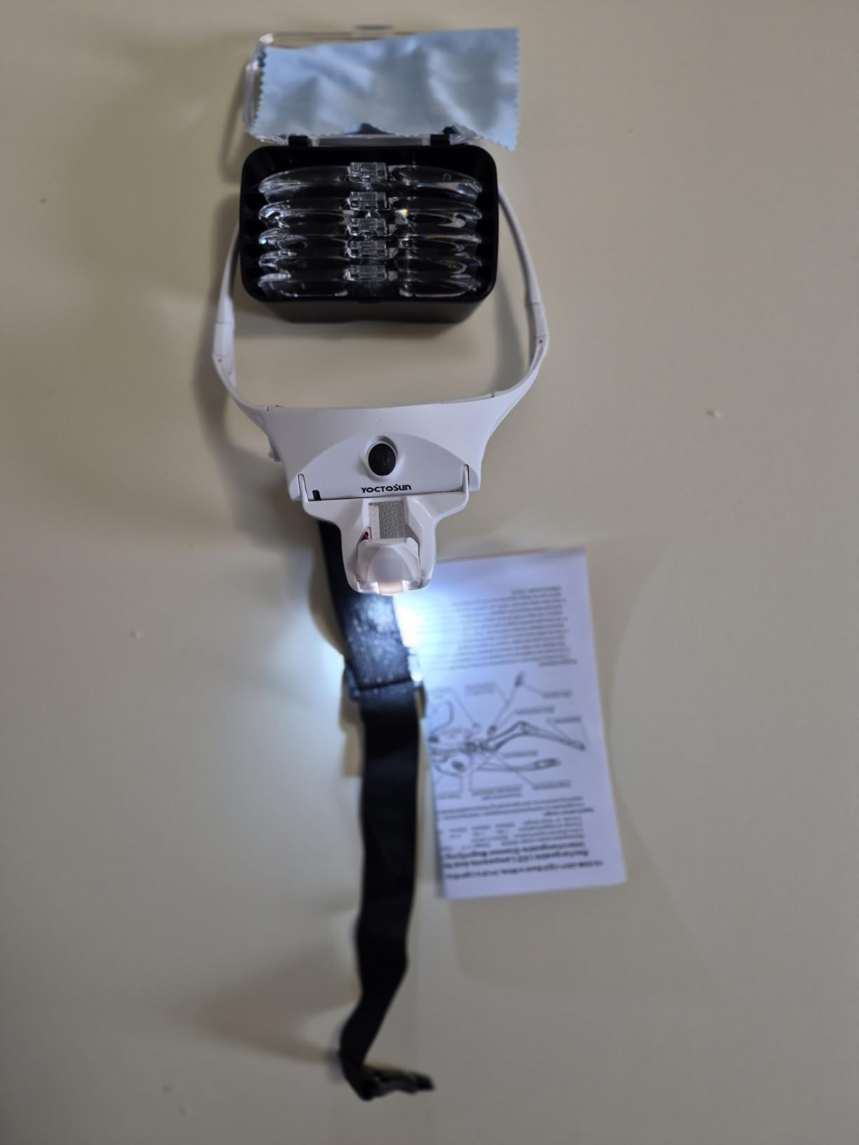 YOCTOSUN LED Head Magnifier, Rechargeable Hands Free Headband Magnifying Glasses with 2 Led, Professional Jeweler's Loupe Light Bracket and Headband are Interchangeable customer photo 2