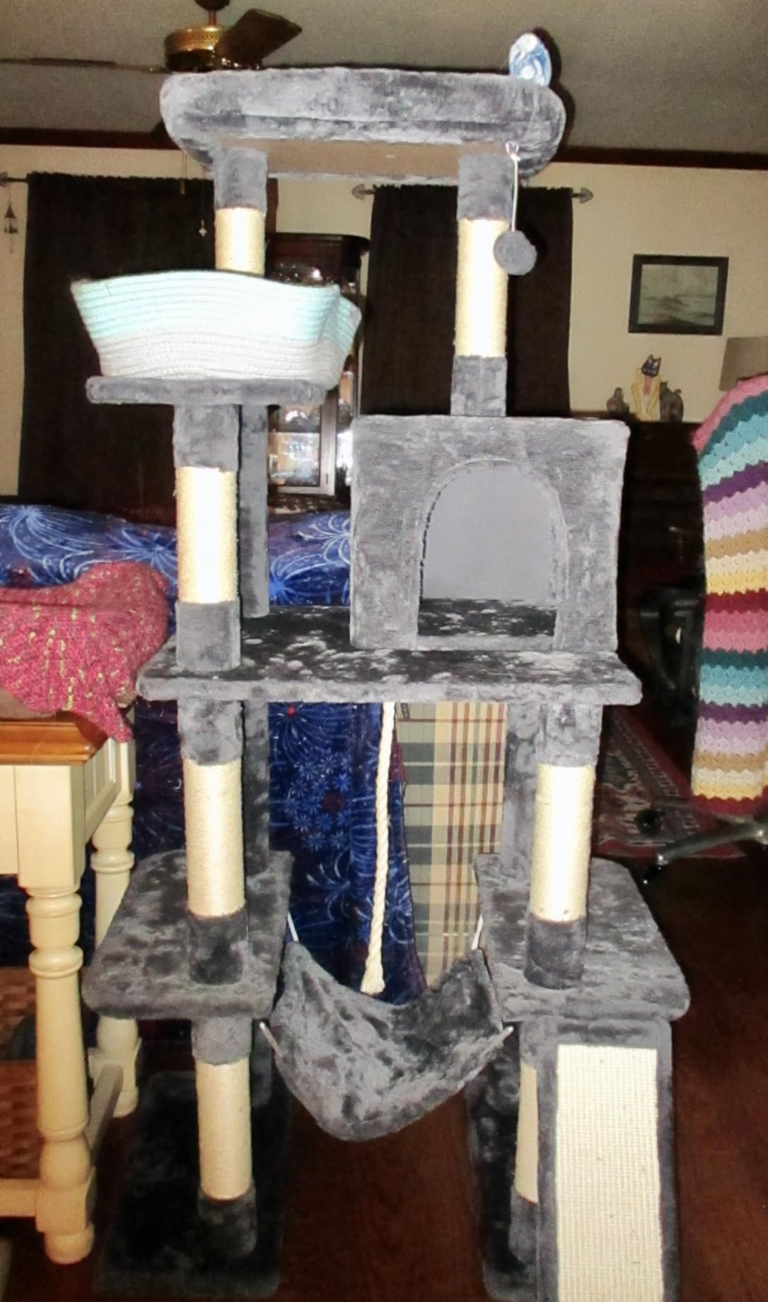 Yaheetech Large Multi-Level Cat Tree, 63 Inches Tall with Sisal-Covered Scratching Posts, Condo, Hammock, Dangling Ball, and Extended Platform for Cats to Play and Sleep customer photo 1