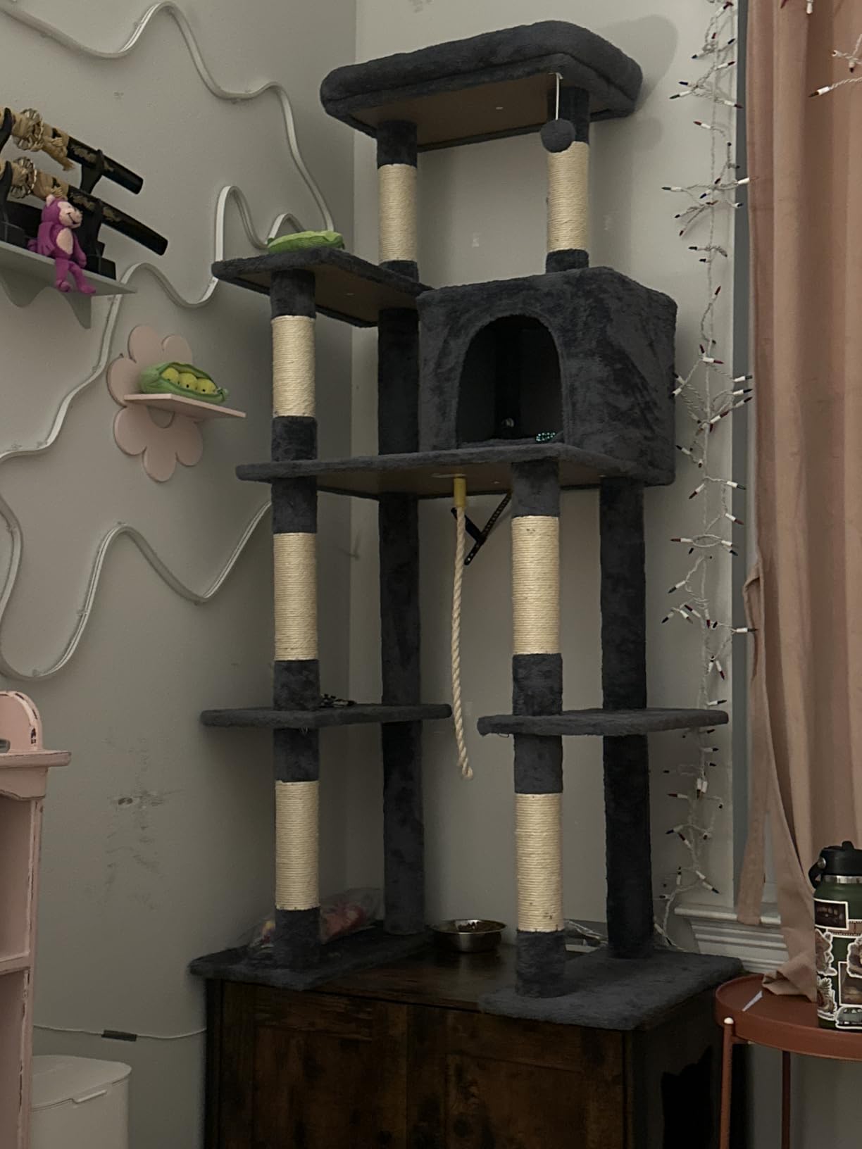 Yaheetech Large Multi-Level Cat Tree, 63 Inches Tall with Sisal-Covered Scratching Posts, Condo, Hammock, Dangling Ball, and Extended Platform for Cats to Play and Sleep customer photo 2