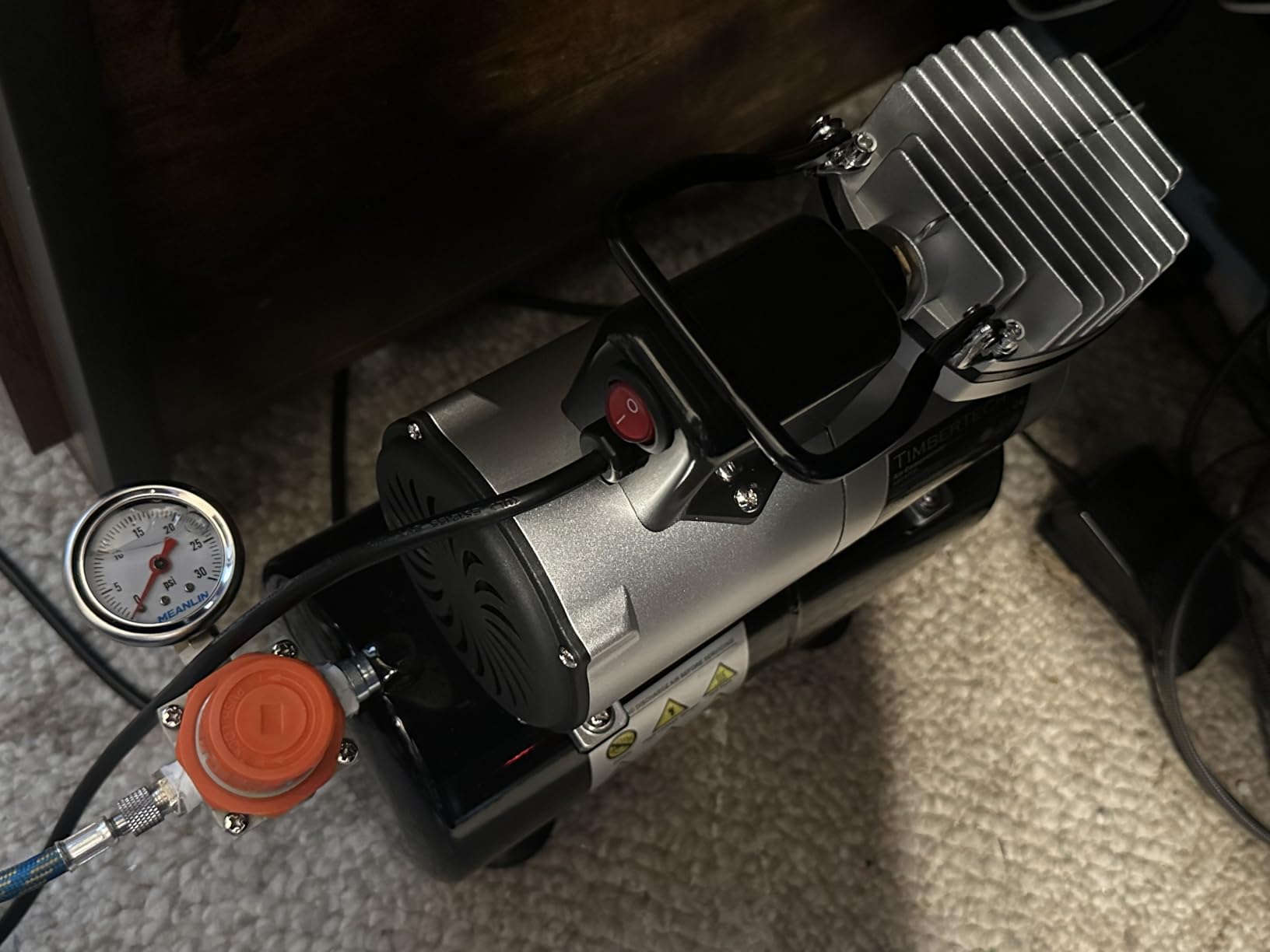 Timbertech Upgraded Airbrush Single-Piston Oil-free Mini Compressor ABPST08 with Cooling Fan, 3L Tank, Regulator, Moisture trap for Hobby, Body Tattoo, Model Painting, Automotive Graphic, Make-up customer photo 1