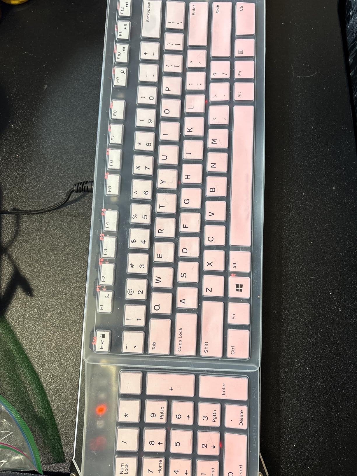 Silicone Keyboard Skin Cover Compatible with Dell Desktop KM636 KB216 Keyboard, Dell Optiplex 5250 3050 3240 5460 7450 7050, Dell Inspiron AIO 3475 3670 3477 All-in one Desktop Keyboard (Pink Ombre) customer photo 1