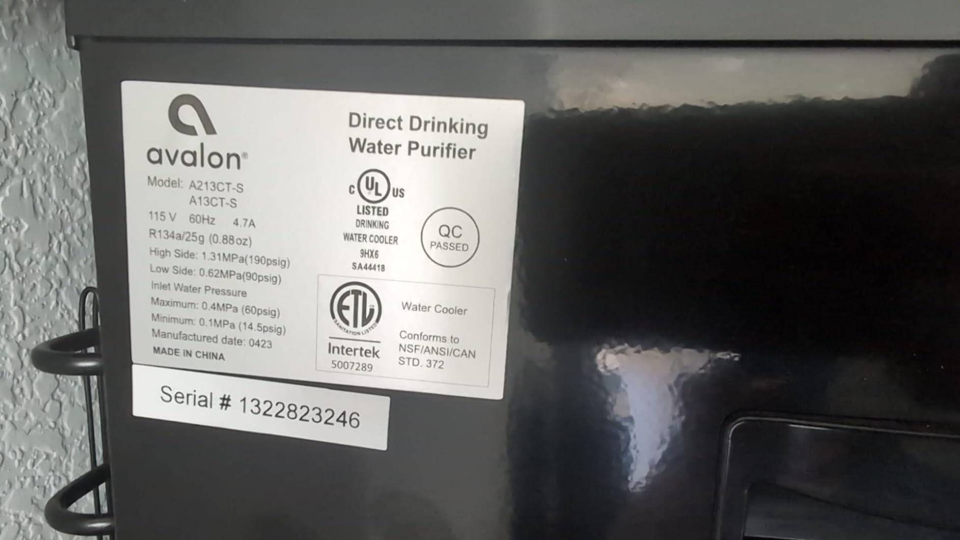 Avalon A12BLK Countertop Bottleless Water Dispenser with Hot Cold and Cool Water Dual Filtration Self Cleaning and Built-in Nightlight in Black Stainless Steel customer photo 1