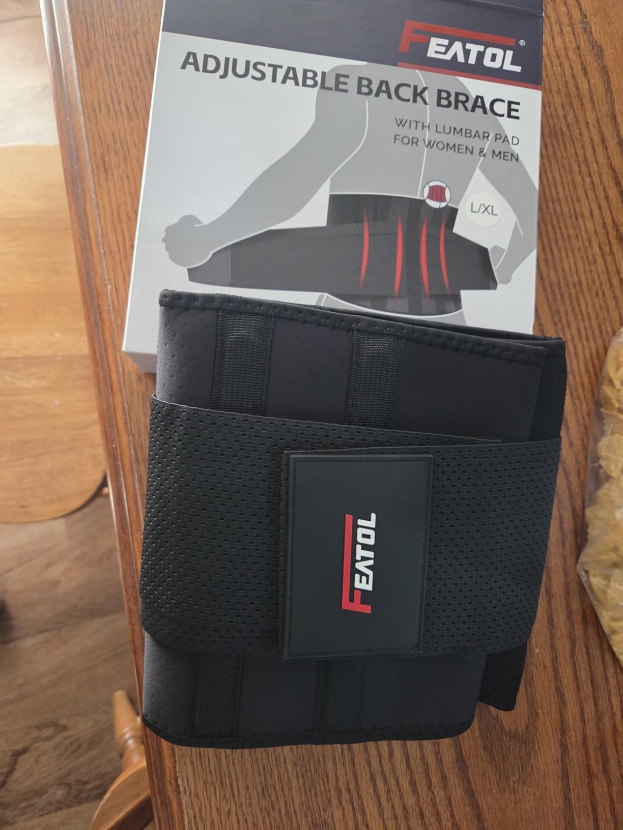 FEATOL Back Brace Support Belt-Lumbar Support Back Brace for Back Pain, Sciatica, Scoliosis, Herniated Disc Adjustable Support Straps-Lower Back Brace with Removable Lumbar Pad for Men & Women customer photo 1