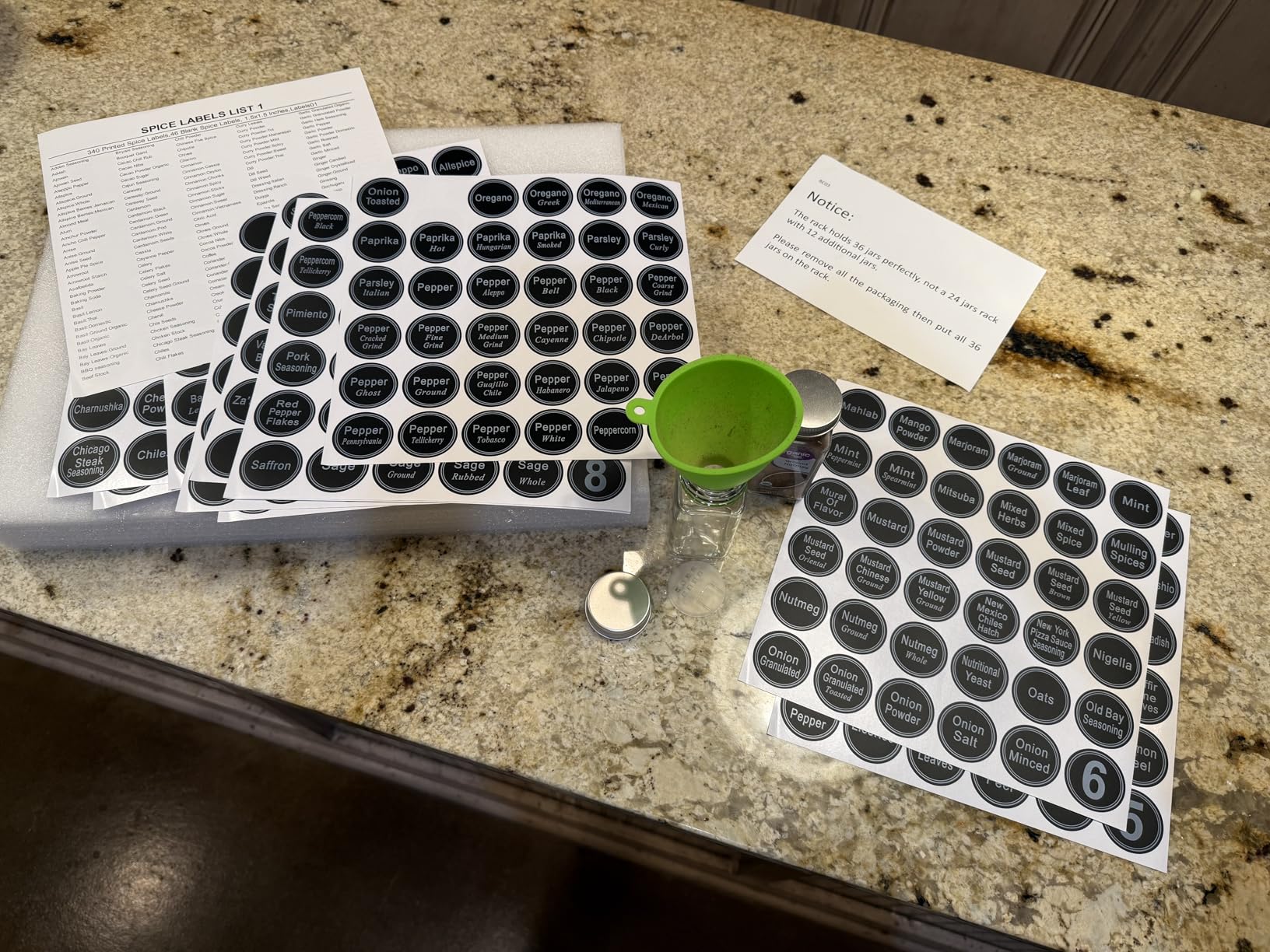 SWOMMOLY Spice Rack Organizer with 36 Empty Square Spice Jars, 396 Spice Labels with Chalk Marker and Funnel Complete Set, for Countertop, Cabinet or Wall Mount, Black customer photo 1