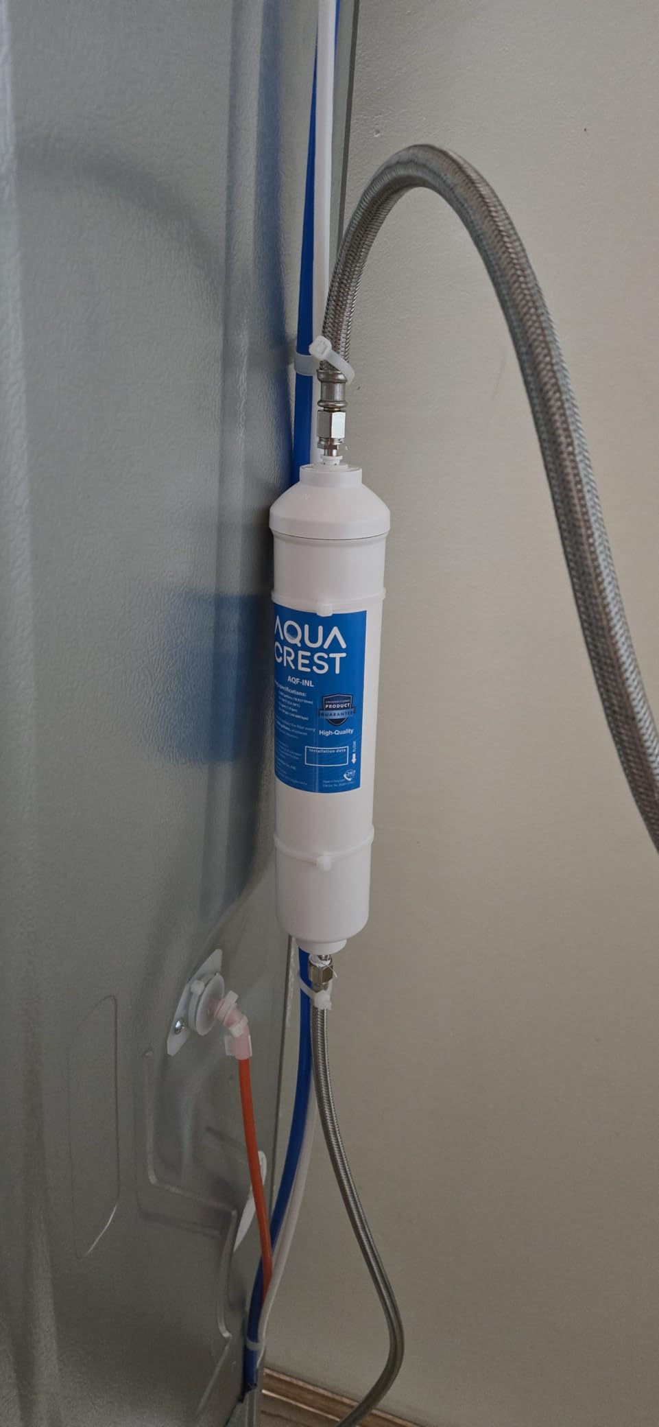AQUA CREST 5 Years Inline Water Filter for Ice Maker with 1/4-Inch Direct Connect Fittings, Ideal for Ice Maker, Refrigerator, RV, 1/4 Inline Water Filter for Refrigerator Reduces Chlorine, Taste & Odor customer photo 1