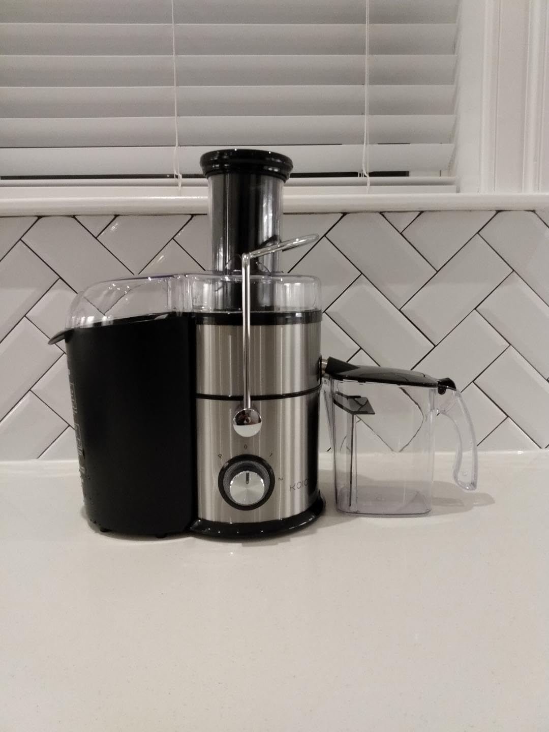 KOIOS 1300W Centrifugal Juicer Machines, High Juice Yield Juice Extractor with 3 inch Wide Feed Chute, Full Copper Motor & Titanium-Plated Filter, Easy Clean, 3 Speeds, BPA Free, Stainless Steel customer photo 2