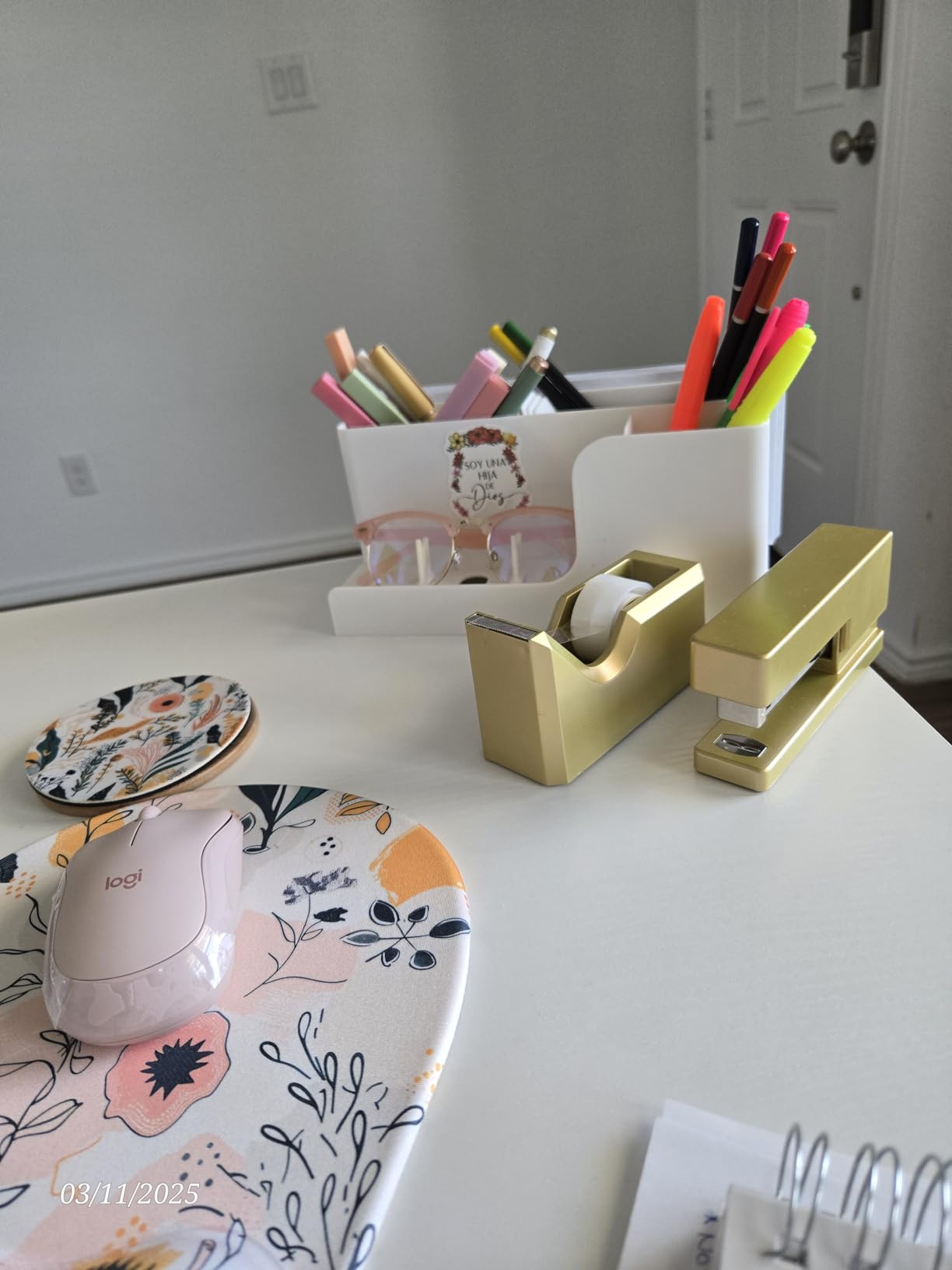 2 Piece Matte Gold Stapler and Tape Dispenser Set for Home Office Decor, Classroom Supplies customer photo 1