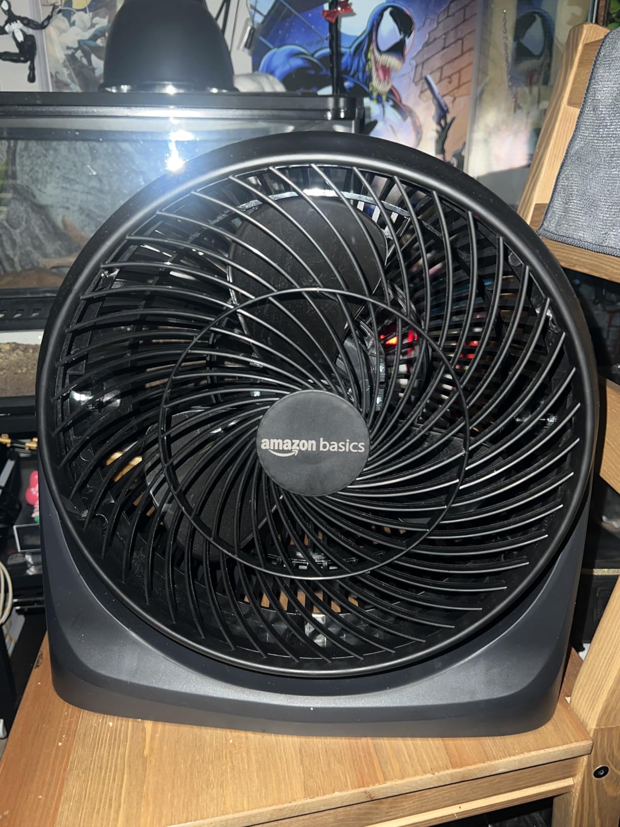 Amazon Basics Air Circulator Desk Fan for Bedroom, Home and Office, 90-Degree Tilt Head, 3 Speed Settings, Cooling, 35 Watts, Black, 11.1