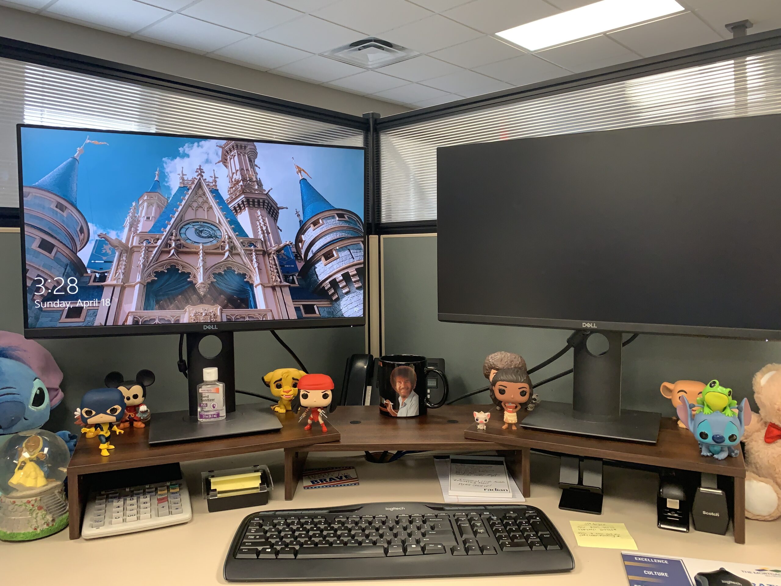 FITUEYES Dual Monitor Stand - 3 Shelf Computer Monitor Riser, Wood Desktop Stand with Adjustable Length and Angle customer photo 1