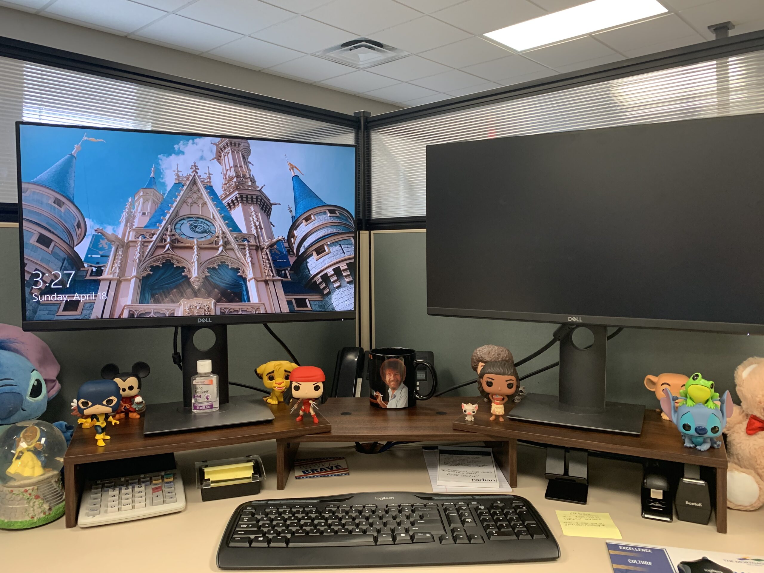 FITUEYES Dual Monitor Stand - 3 Shelf Computer Monitor Riser, Wood Desktop Stand with Adjustable Length and Angle customer photo 2