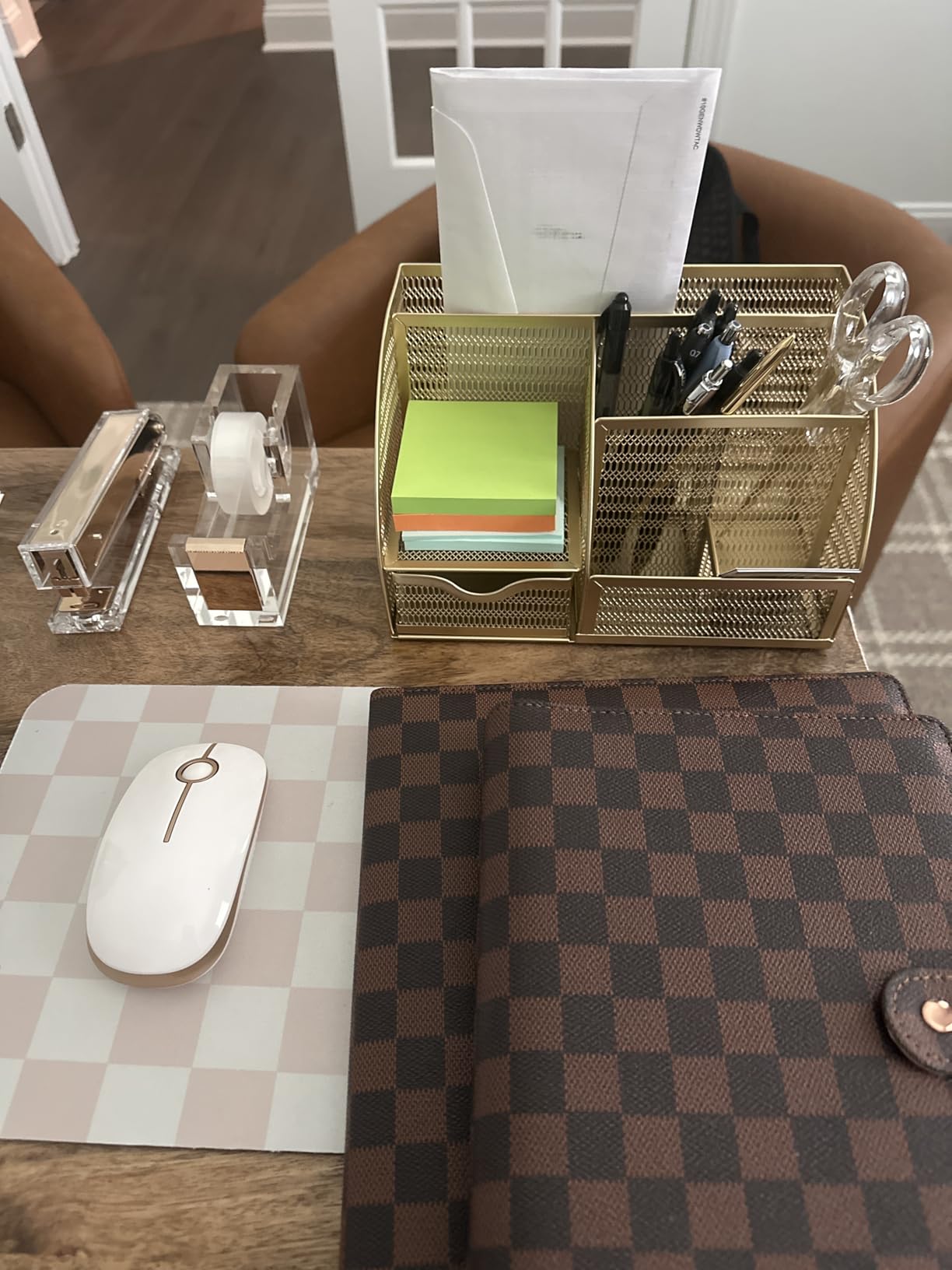 BLU MONACO Gold Desk Organizer with Drawer | Metal Desktop Caddy with Six Compartments for Office Supplies customer photo 1