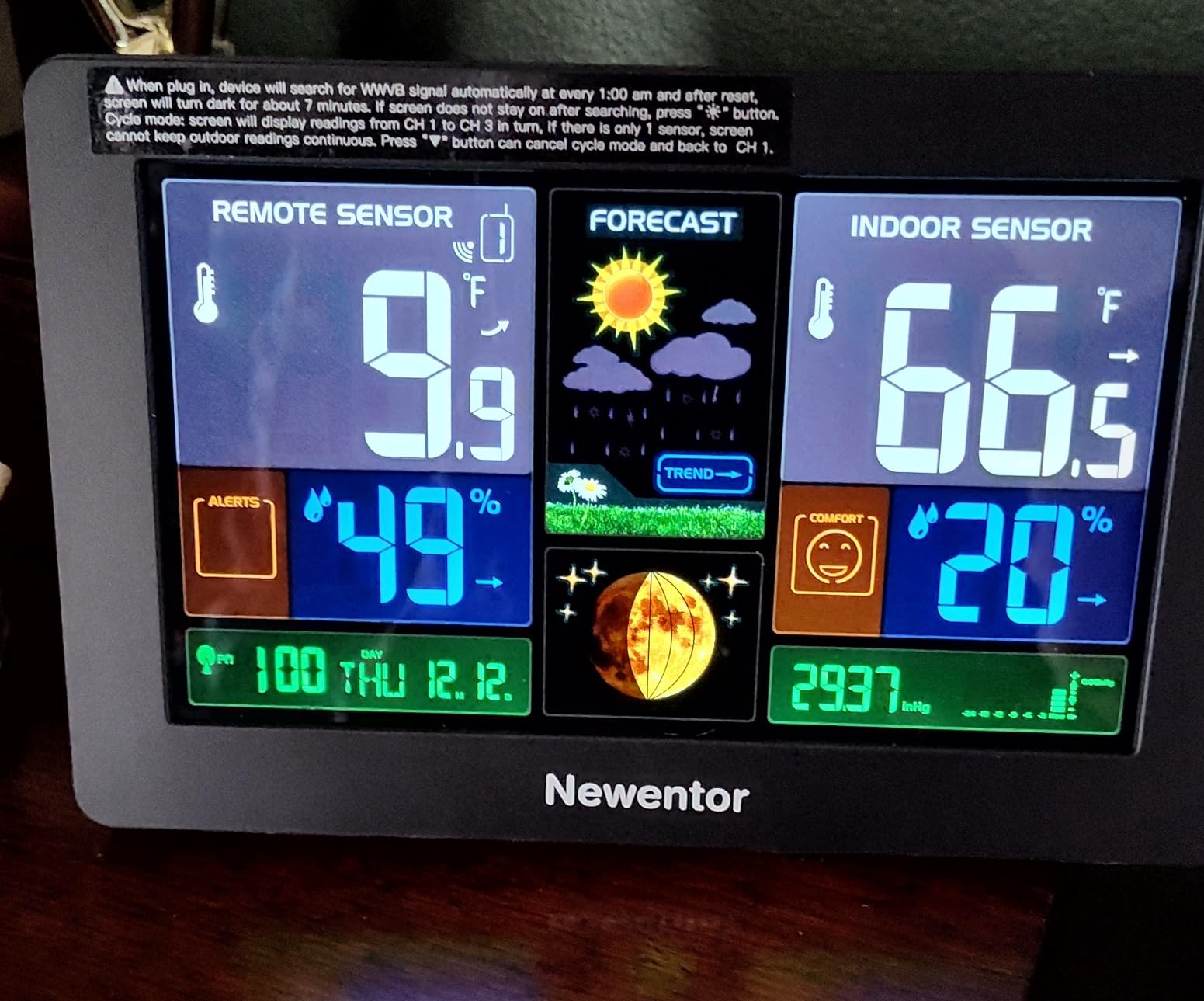 Newentor Weather Station Wireless Indoor Outdoor Thermometer, Color Display Digital Weather Thermometer with Atomic Clock, Barometric Pressure, Forecast Station with Adjustable Backlight customer photo 1