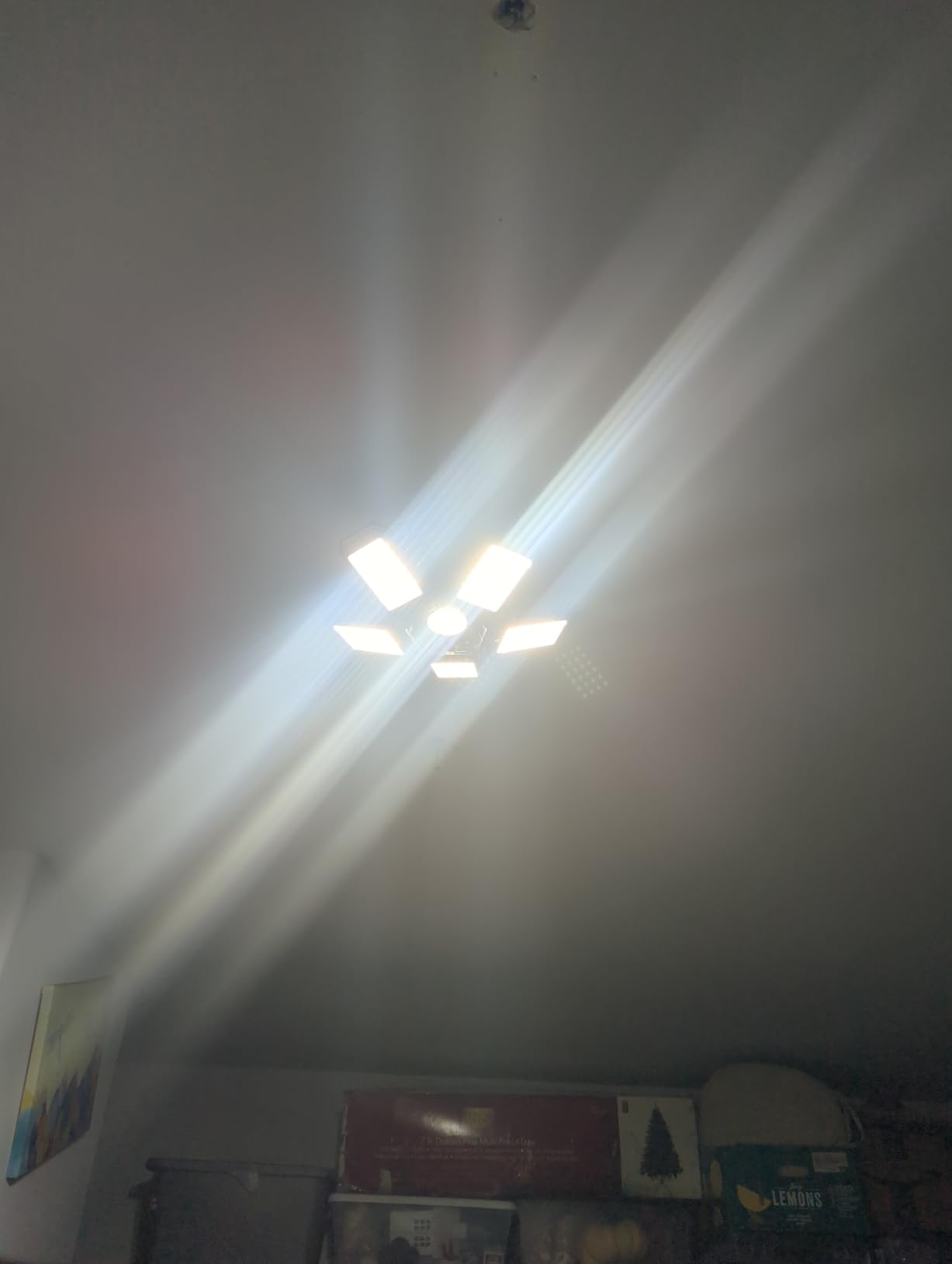 Luyata LED Garage Lights 2 Pack, Ceiling LED Shop Light 160W 16000LM 6500K Screw in Led Light with 5+1 Deformable Panels, Bright Led Lighting for Garage Workshop Basement Support E26/E27 Socket customer photo 2