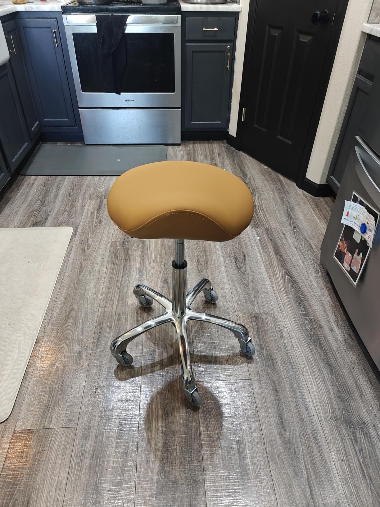 Professional Saddle Stool with Wheels Ergonomic Swivel Height Adjustable for Clinic Dentist Beauty Salon Tattoo Office (Camel) customer photo 1