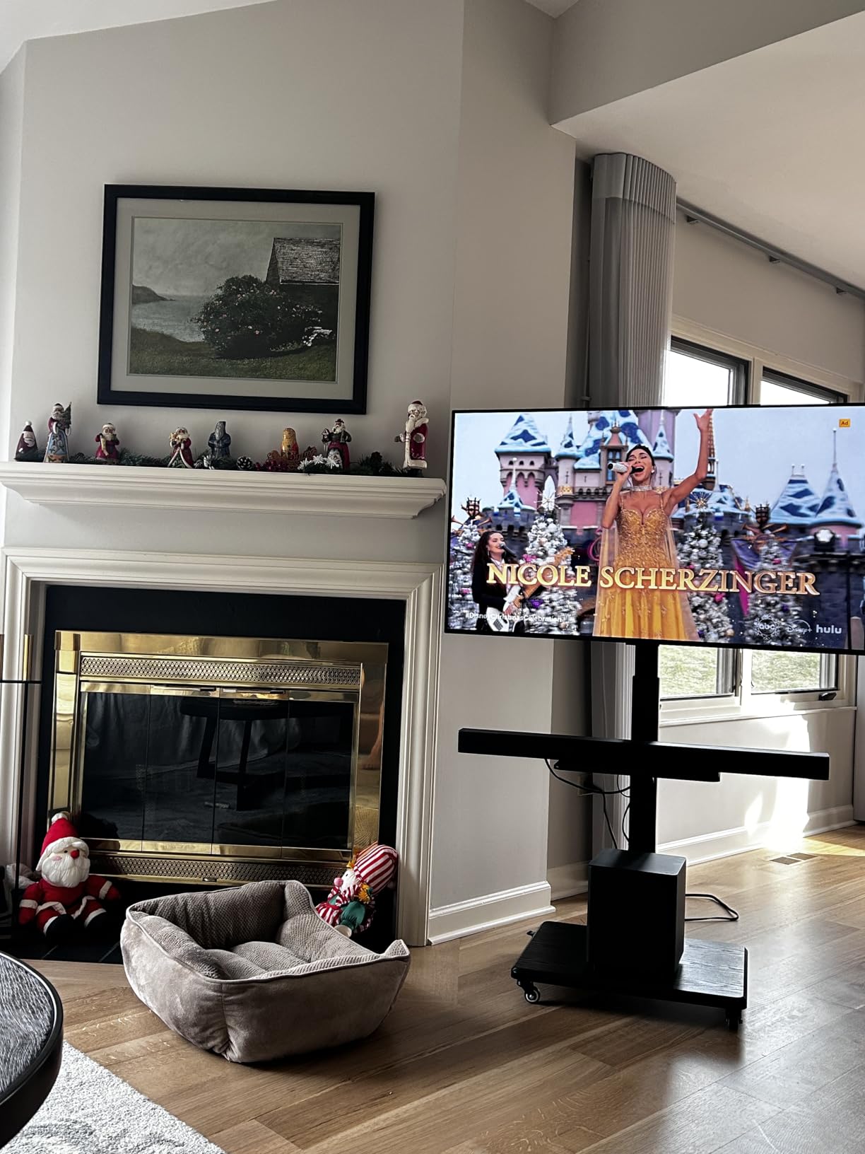 Perlegear Mobile TV Stand with Power Outlet, Tilt & Swivel Rolling TV Stand for 32-75 inches TVs up to 110 lbs, 12 Height Adjustable Rolling TV Cart with Wheels, Max VESA 600x400mm, PGTVMC17 customer photo 1