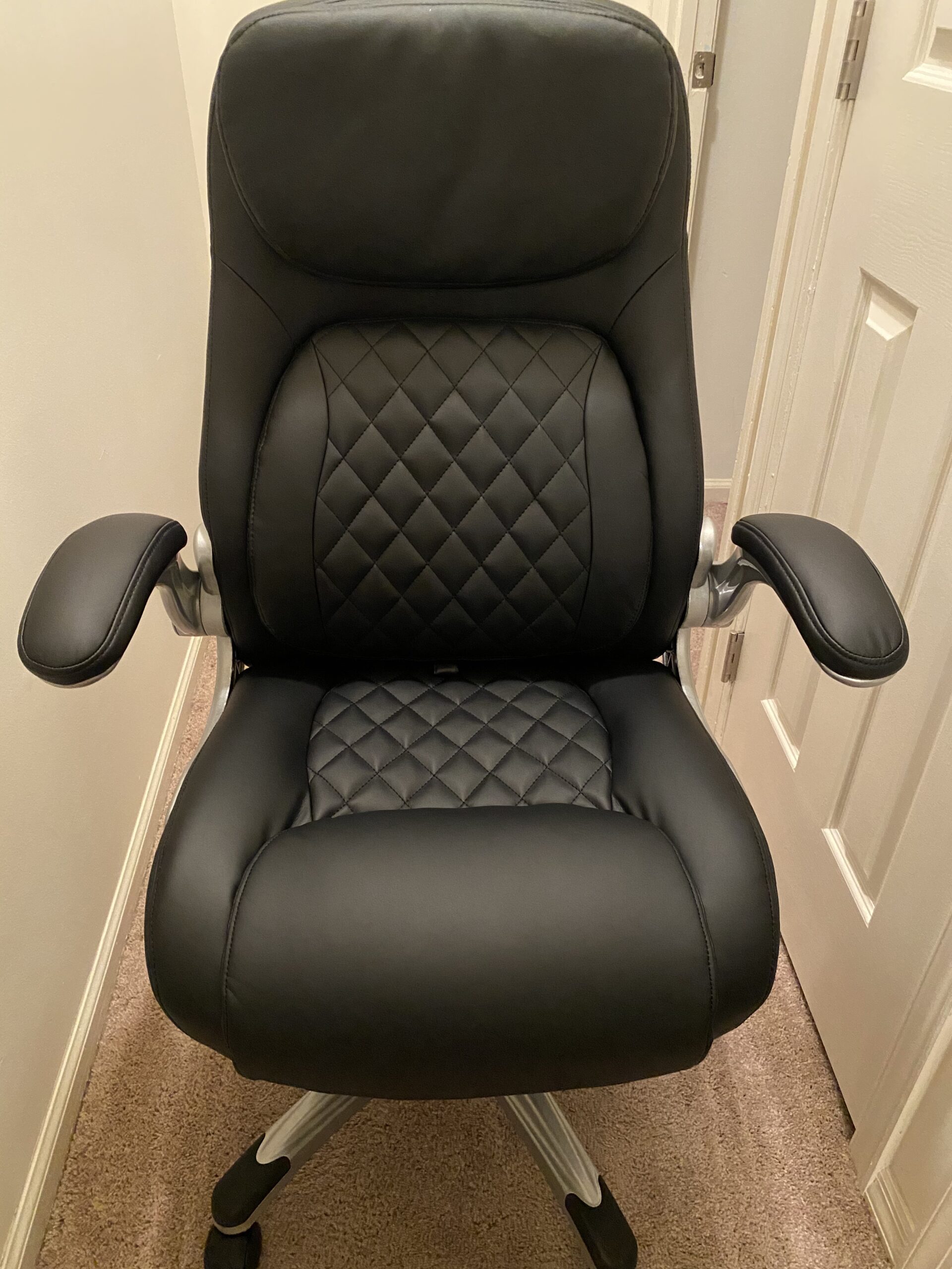 Nouhaus +Posture Ergonomic PU Leather Office Chair. Click5 Lumbar Support with FlipAdjust Armrests. Modern Executive Chair and Computer Desk Chair (Taupe) customer photo 2