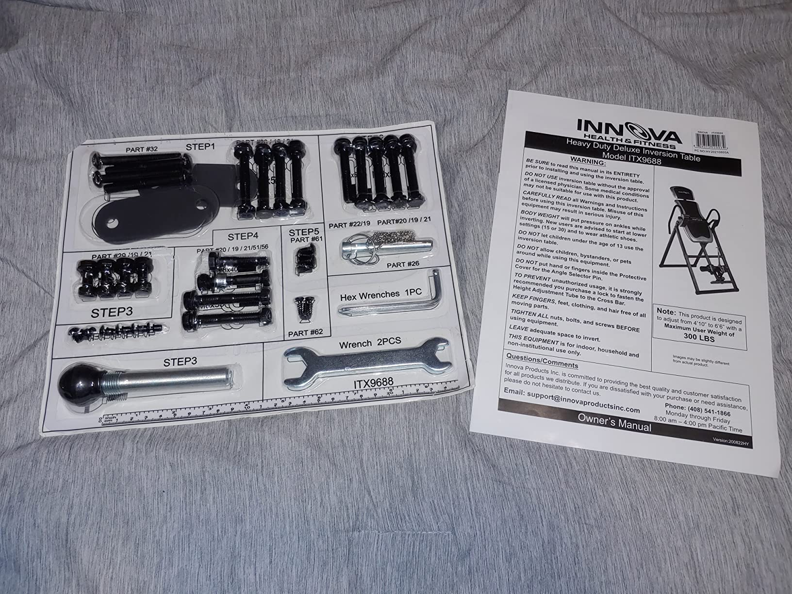 Innova Health and Fitness Inversion Table with Adjustable Headrest, Reversible Ankle Holders customer photo 1