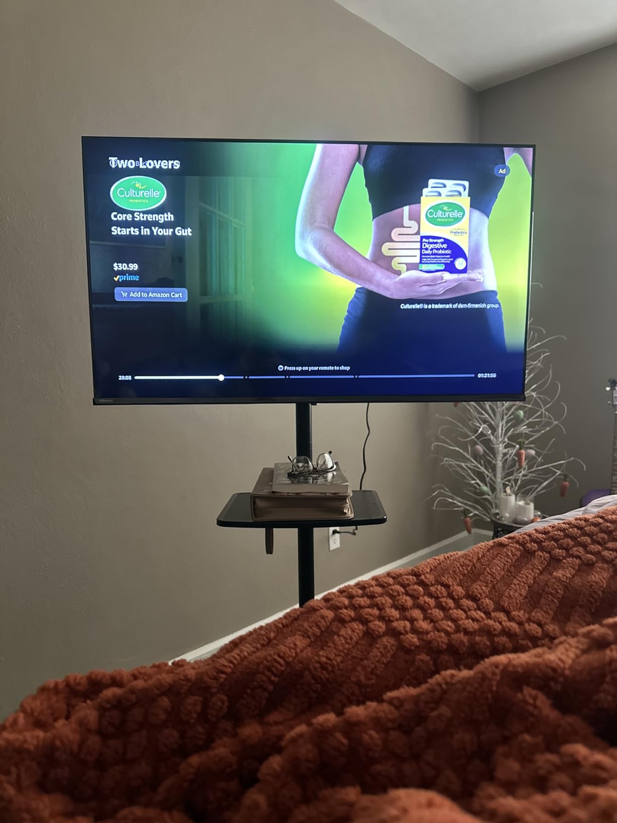 PERLESMITH Rolling TV Stand, Mobile TV Stand for 23-60 Inch LCD LED TVs, Tilt TV Stand Wheels Holds up to 88Lbs, Portable TV Stand for Bedroom with Shelf, Outdoor TV Stand Max VESA 400x400mm PSTVMC06 customer photo 1