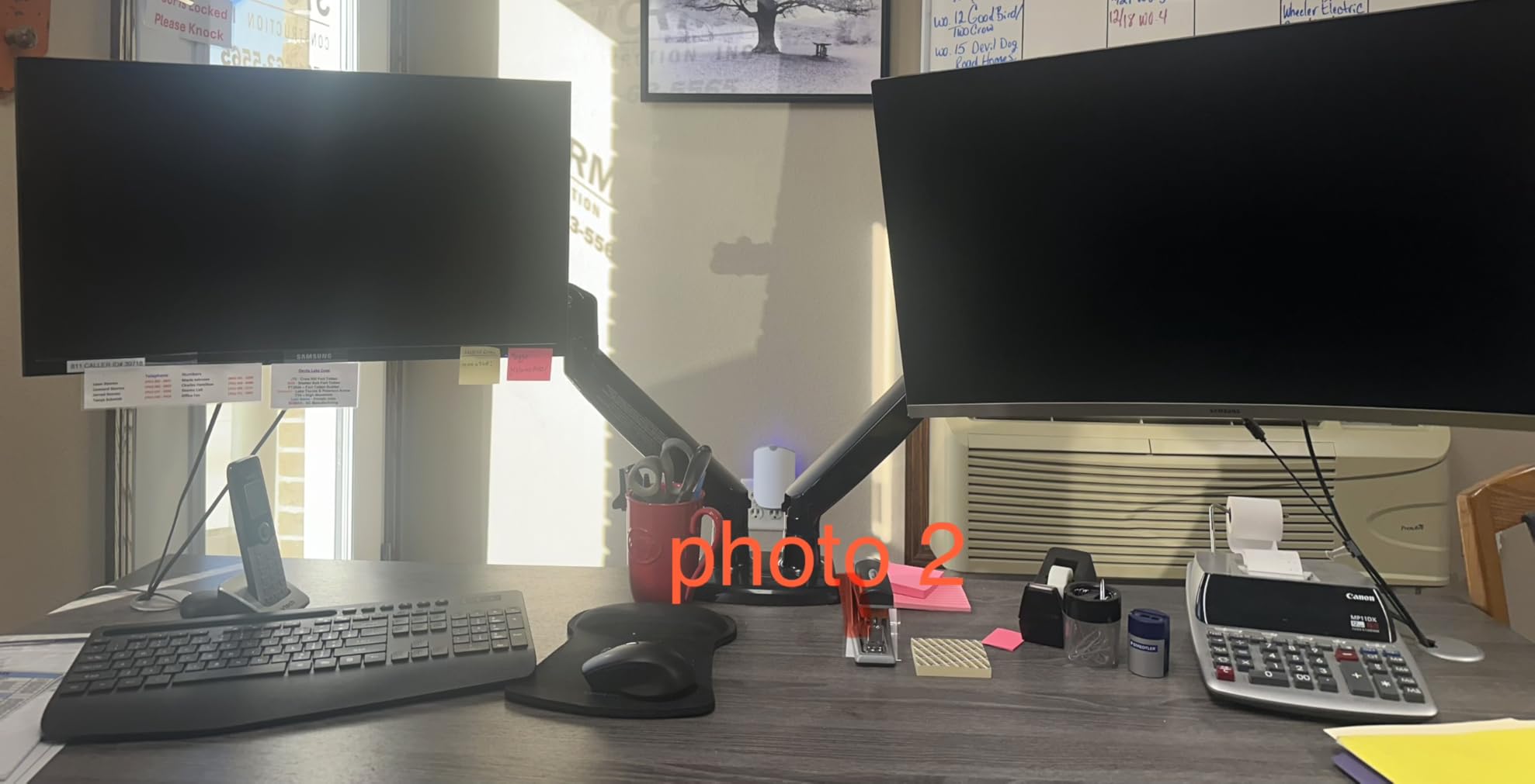 HUANUO 17-32 Inch Dual Monitor Stand, Vertical Dual Monitor Mount, Monitor Stand 2 Monitors, Ergonomic Adjustable Tilt/Swivel/Rotate, Weight Max 19.8 lbs, VESA 75/100mm customer photo 2