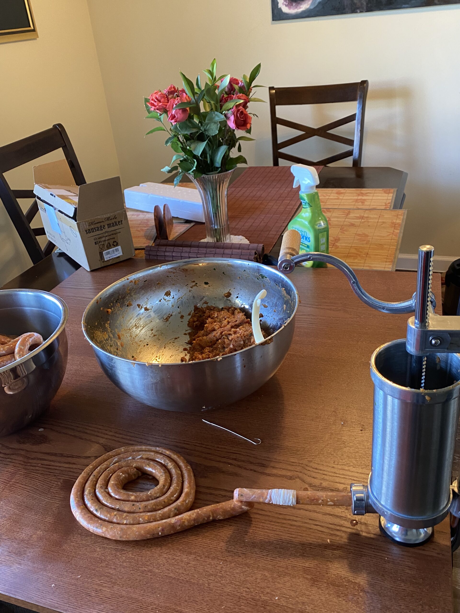 Meao Sausage Filler Stuffer Home Made Machine - Stainless Steel Vertical Sausage Maker with Suction Base and Manual Crank for Household Use or Commercial - Capacity 2.5 LBS customer photo 2