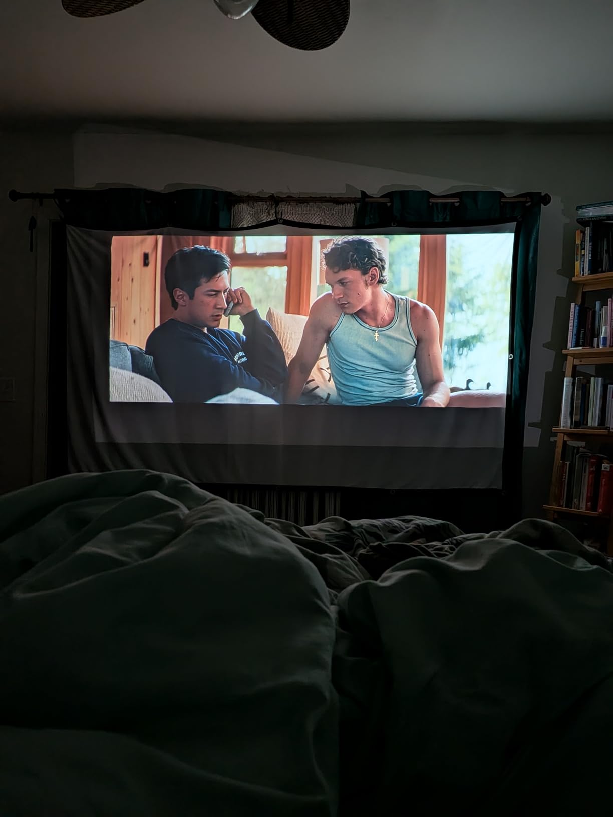 Projector Screen 100 inch, Taotique 4K Movie Projector Screen 16:9 HD Foldable and Portable Anti-Crease Indoor Outdoor Projection Double Sided Video Projector Screen for Home, Party, Office, Classroom customer photo 2