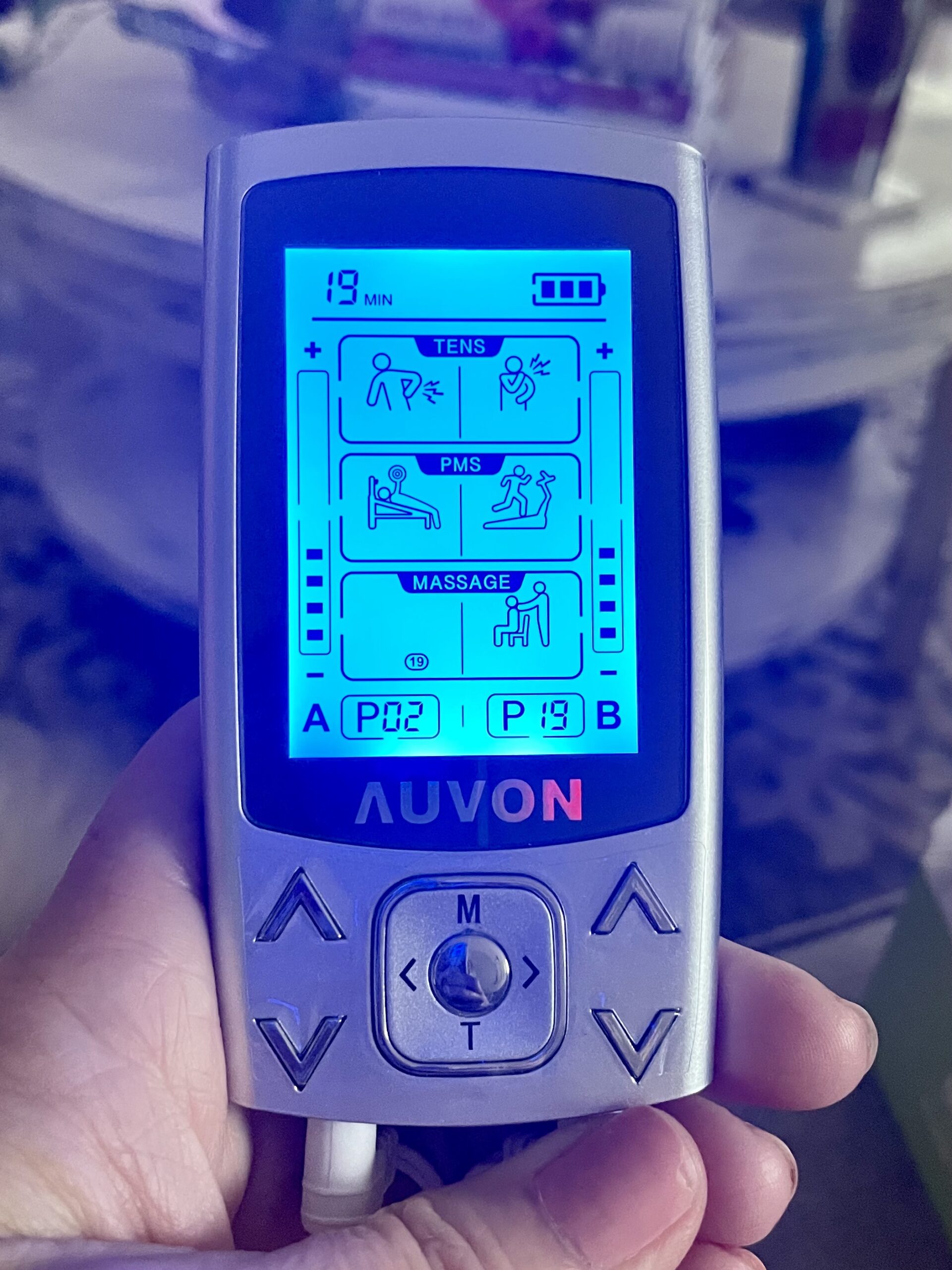 AUVON Dual Channel TENS EMS Unit 24 Modes Muscle Stimulator for Pain Relief, Rechargeable TENS Machine Massager with 12 Pads, ABS Pads Holder, USB Cable and Dust-Proof Storage Bag customer photo 2