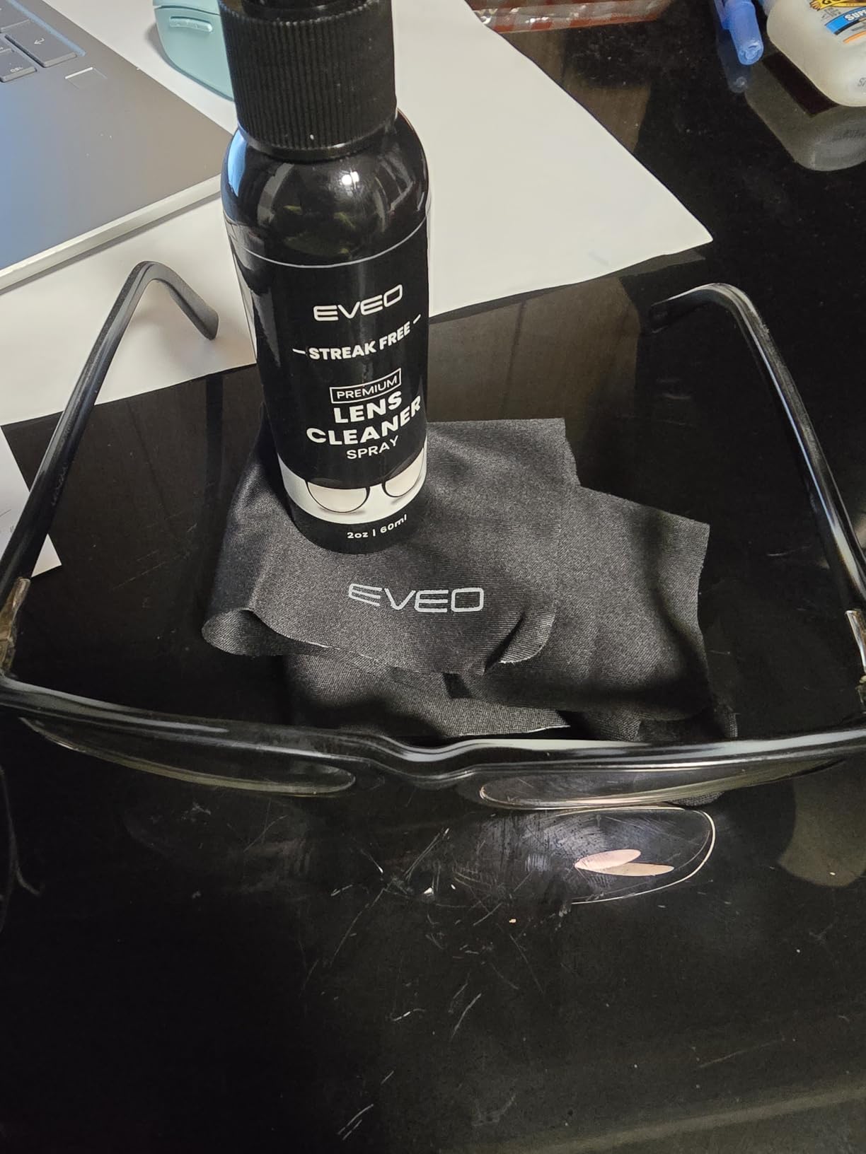 EVEO Glasses Cleaner Spray - Eyeglass Cleaner Lens Cleaner No Streaks Technology & Microfiber Cleaning Cloth - Glasses Cleaning Kit, Eye Glass Cleaners Spray - Screen & Eye Glasses Kit - 2 Pack customer photo 2