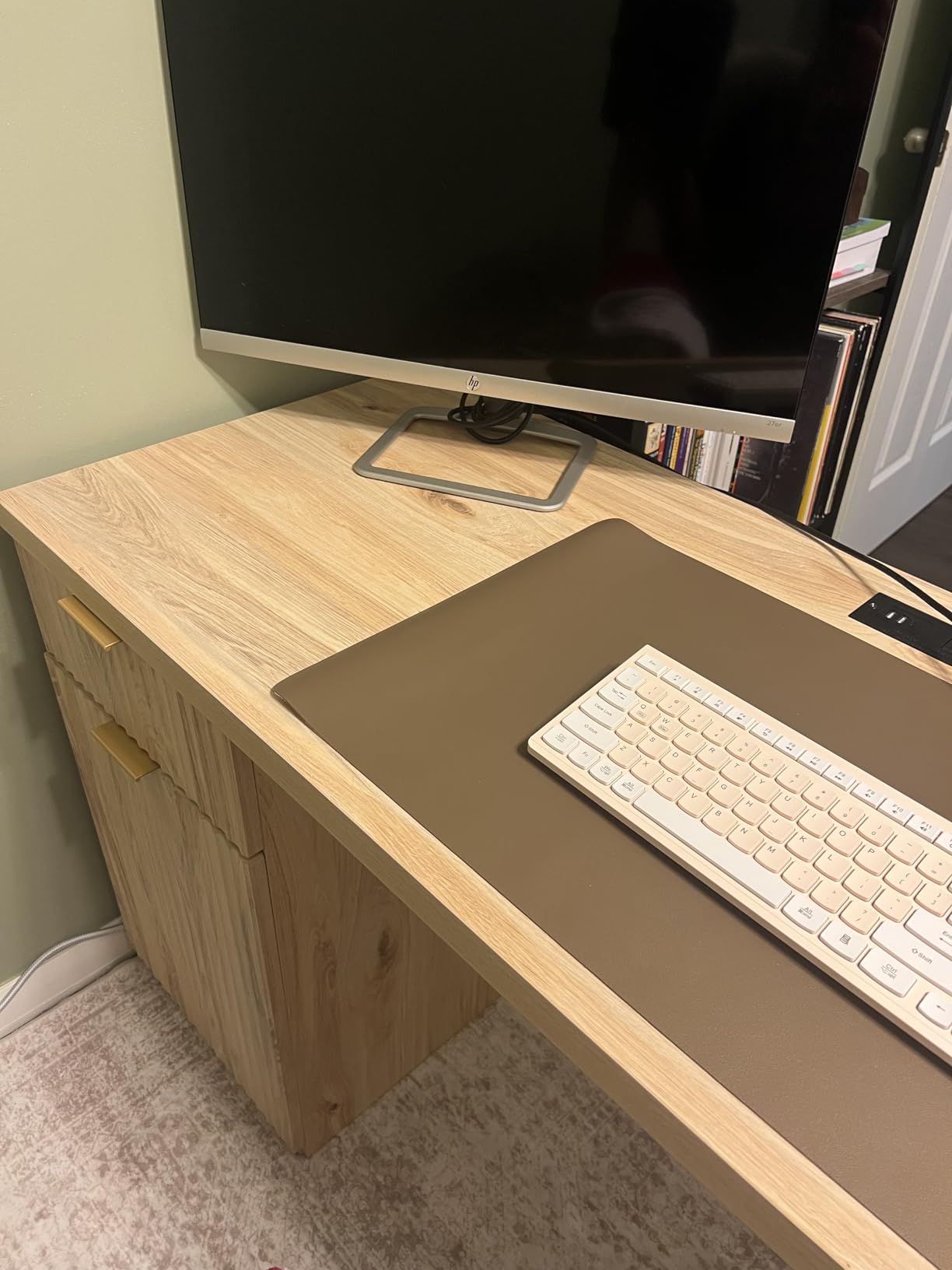 Aothia Non-Slip Waterproof PU Leather Desk Pad Protector for Mouse, Writing Desk, Office, Home, Laptop Blotter, 23.6