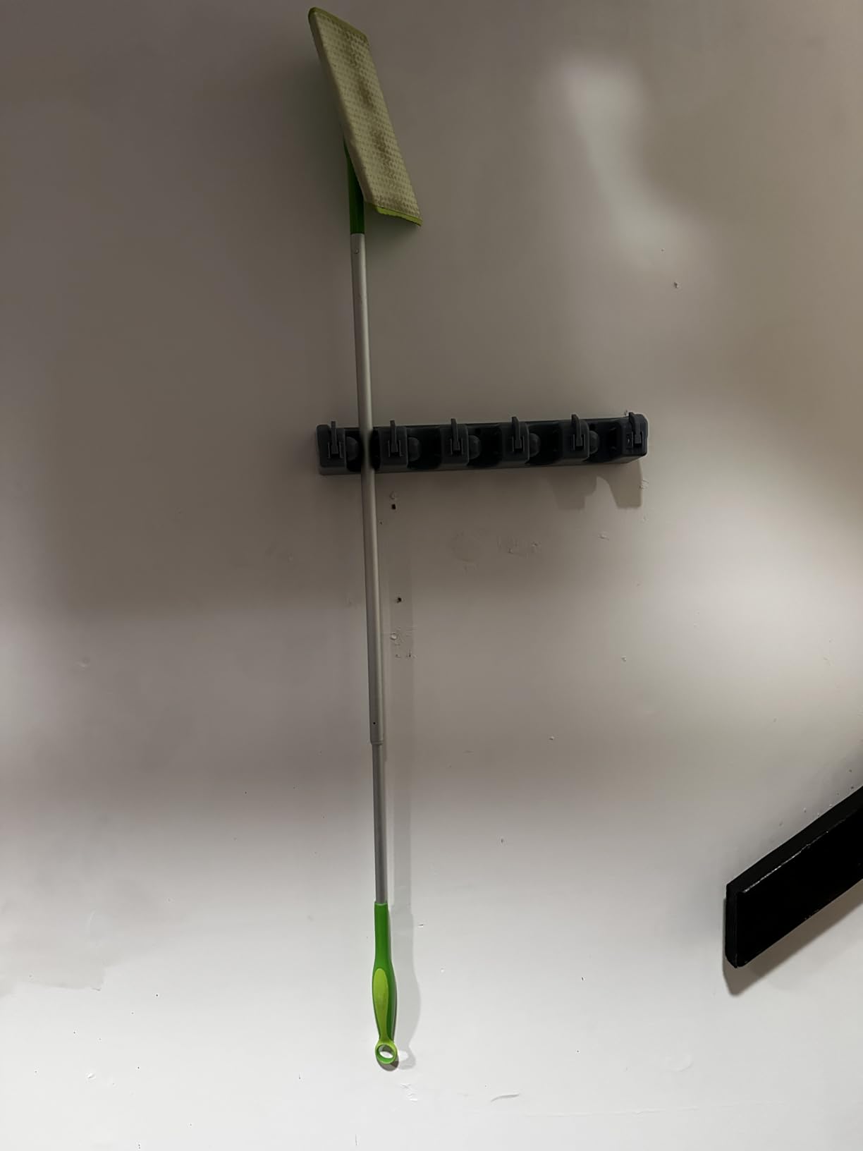 Amazon Basics Rectangular Heavy Duty Wall Mount Broom and Mop Holder, Sturdy Tool Organizer with Hooks and Slots for Garage, Garden, Laundry, Kitchen Organization, 2.36 x 16.9 x 3.35 in, Gray customer photo 1