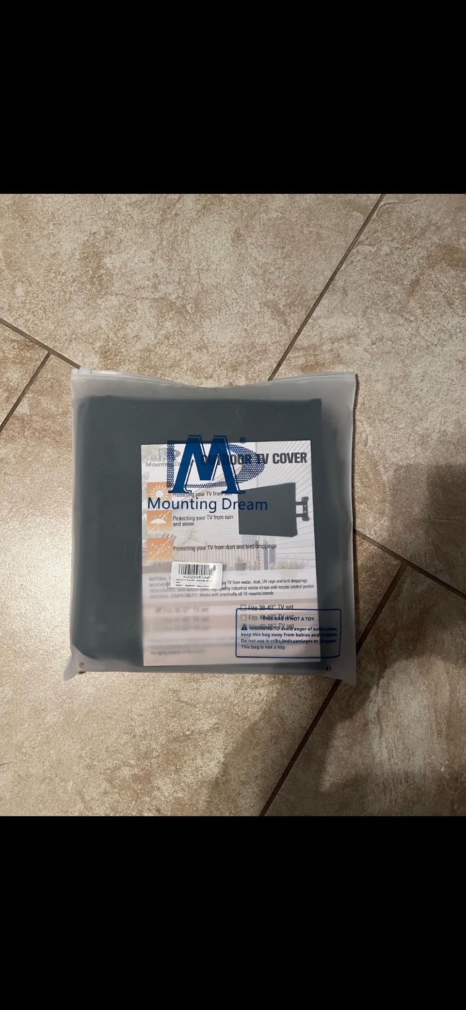 Mounting Dream Outdoor TV Cover Weatherproof with Bottom Cover for 60-65 inch TV, Waterproof and Dustproof TV Screen Protectors with Remote Control Pocket for Outside LED, LCD, OLED Flat Screen TVs customer photo 2