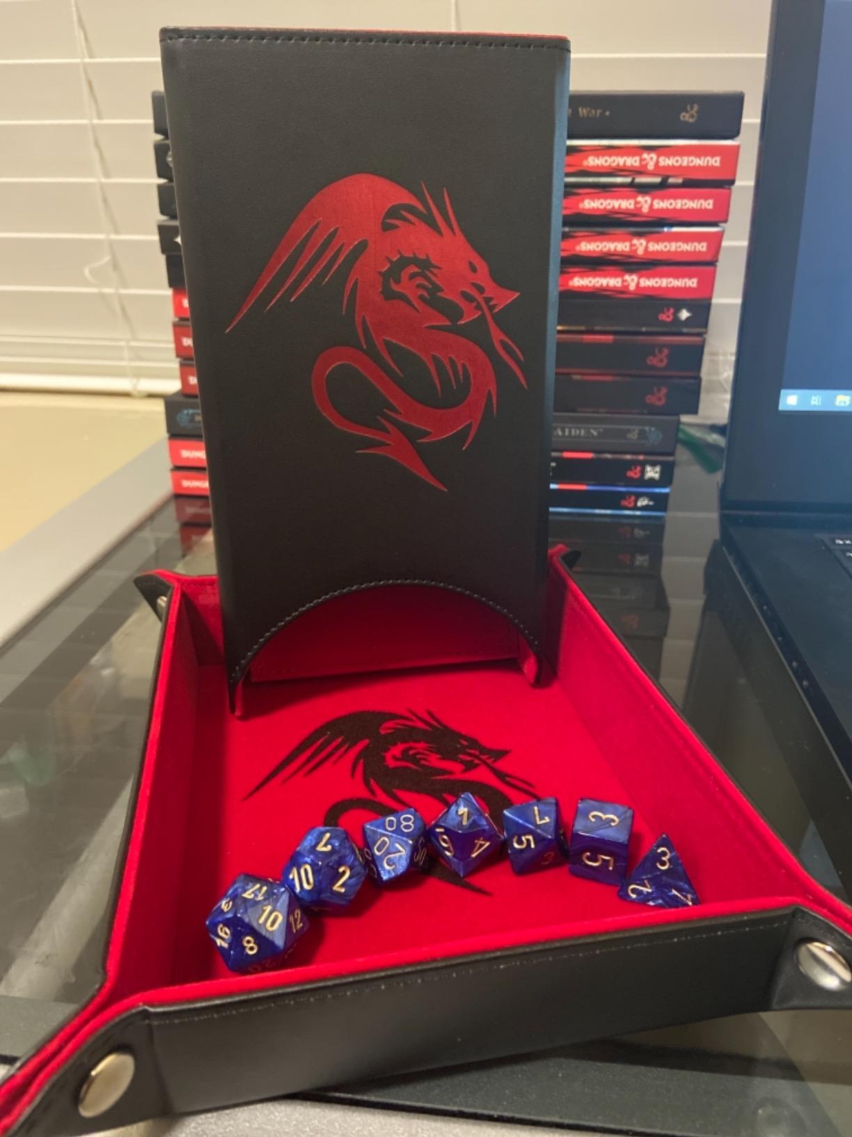 Luck Lab Folding Dice Tower and Dice Tray for RPG Table Top Gaming - Black/Red - Dragon Design customer photo 1