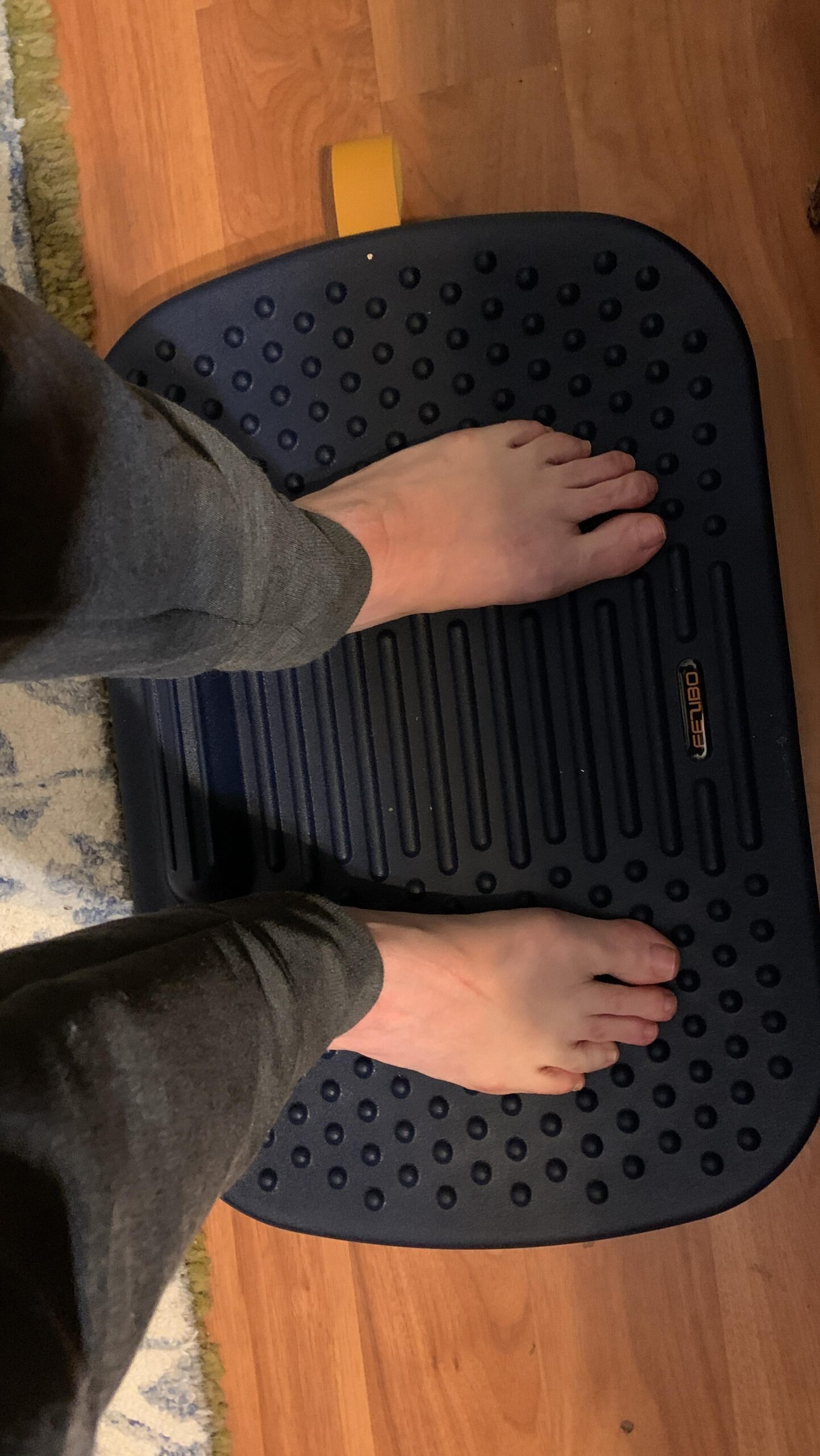 FEZIBO Standing Desk Mat with Anti Fatigue Bar, Wooden Wobble Balance Board customer photo 1