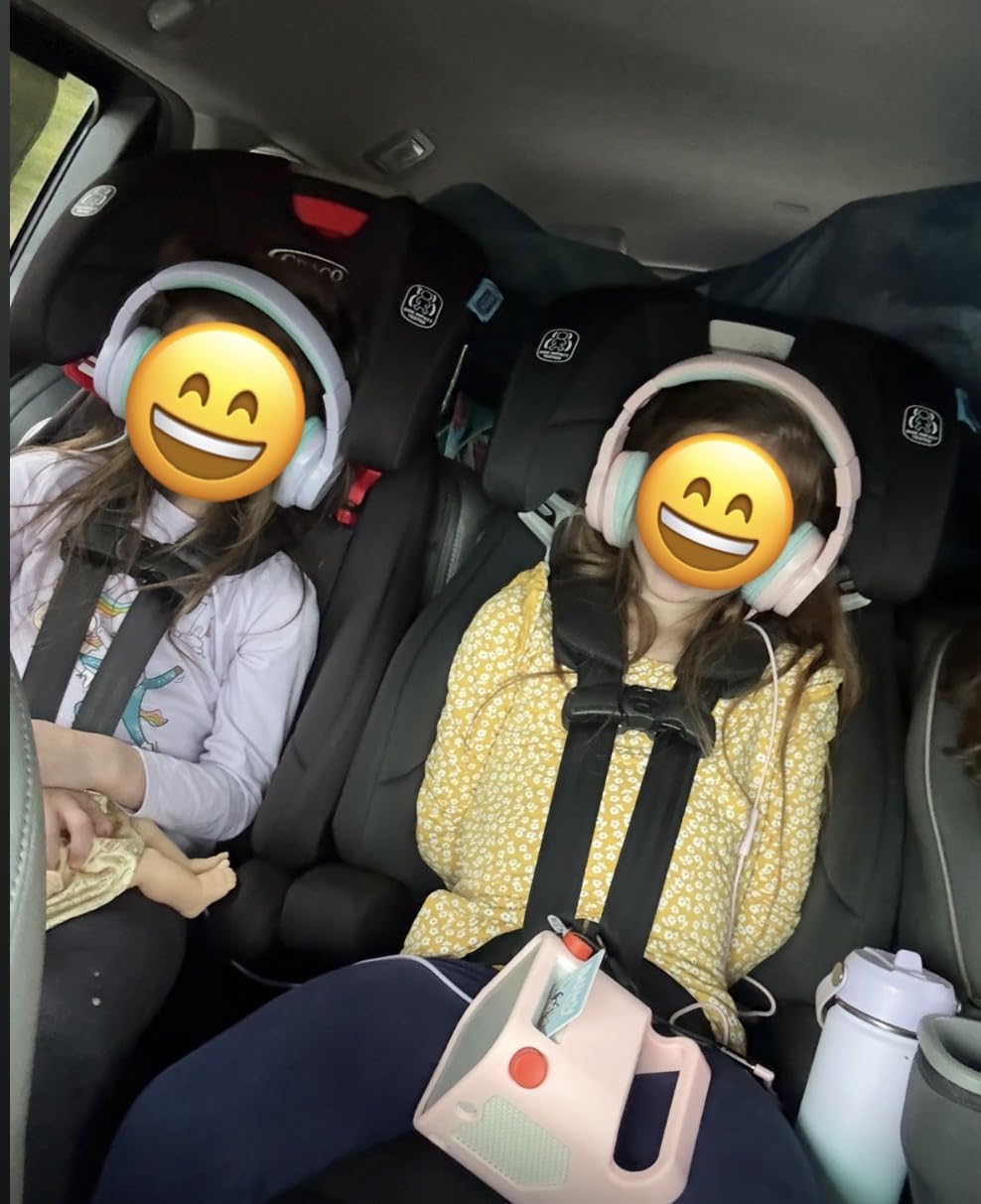 iClever Kids Headphones for School Travel, Safe Volume Limited, HD Mic Stereo Sound Over-Ear Girls Boys Headphones for Kid, FunShare Foldable 3.5mm Wired for iPad Computer, HS19 customer photo 2