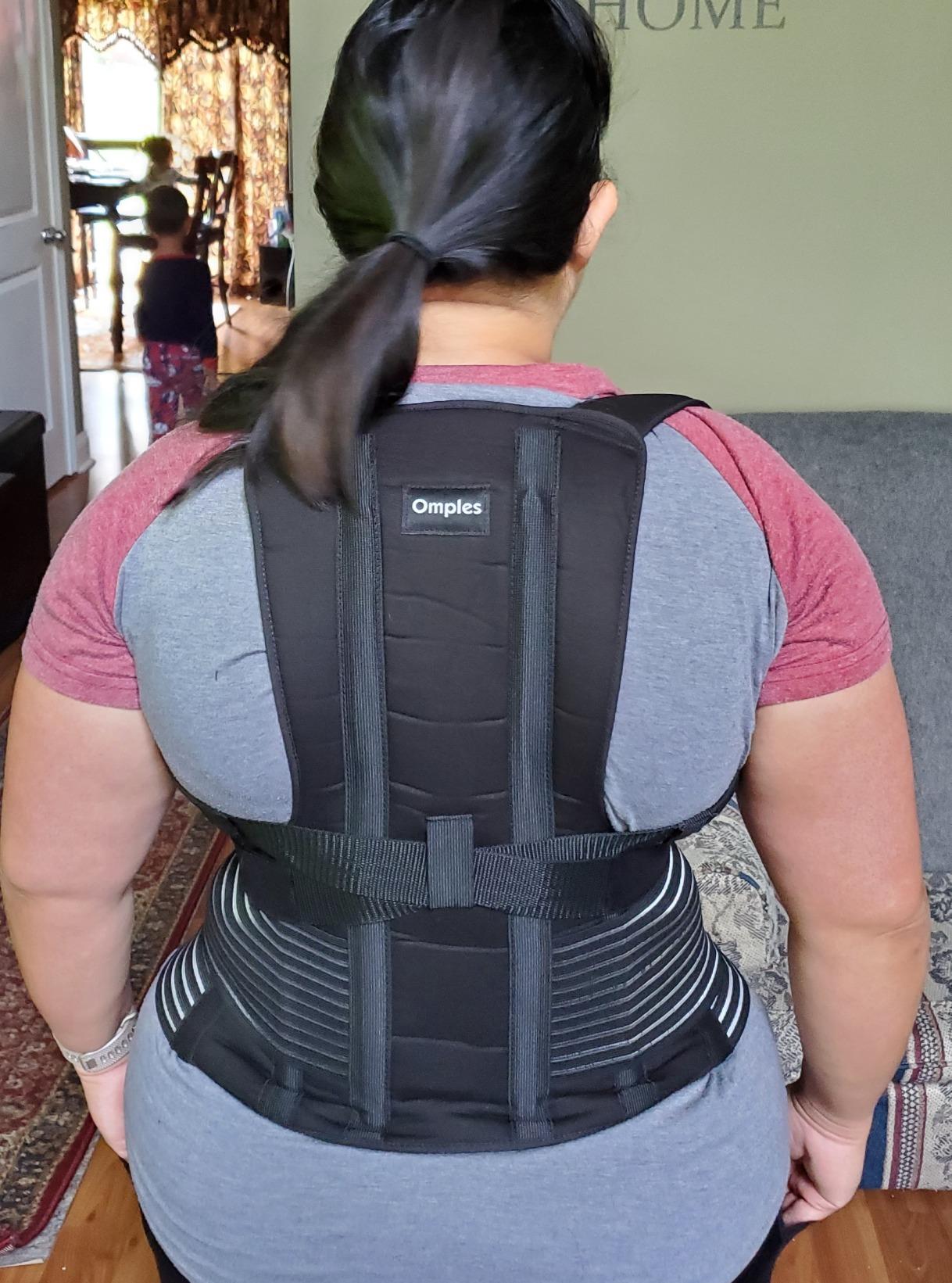 Omples Posture Corrector for Women and Men Thoracic Back Brace Straightener Shoulder Upright Support Trainer for Body Correction and Neck Pain Relief, Medium (waist 34-39 inch) customer photo 1