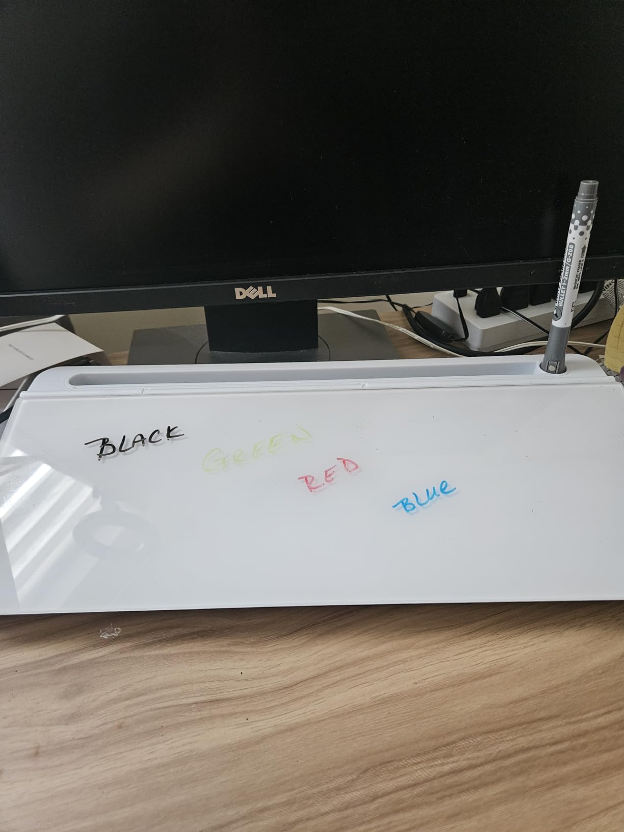 TSJ OFFICE Small Desktop Whiteboard - Glass Dry Erase Board Computer Keyboard Stand White Board Surface Pad with Drawer, Desk Organizers with Accessories for Office, Home, School Supplies - White customer photo 2