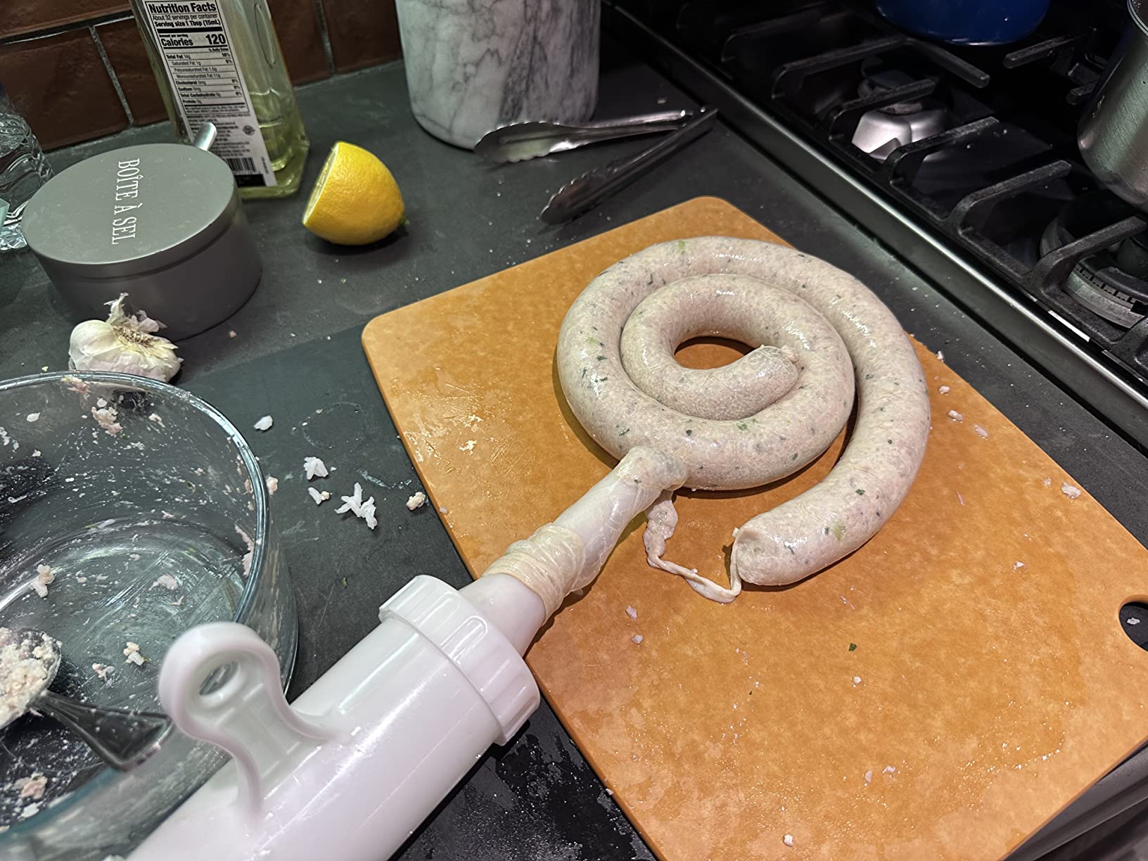 Mudder Sausage Stuffer Manual Maker Plastic Meat Filler Funnel Tubes Filling Tool for Hand Operated Food Grinder for Holiday Household Use customer photo 2