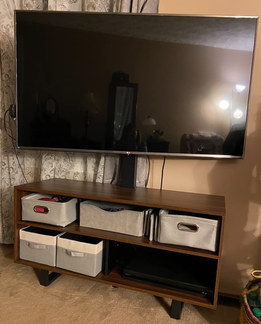 FITUEYES TV Stand with Mount for 32-70 inch TVs, Swivel Floor Entertainment Center with Wood Console Holds Up to 110 Pounds For Living Room, Bedroom (Walnut Television Stands) customer photo 1